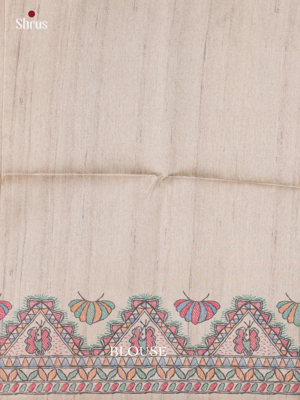 Orange & Cream- Printed Madhubani Saree - Shop on Shrus.com