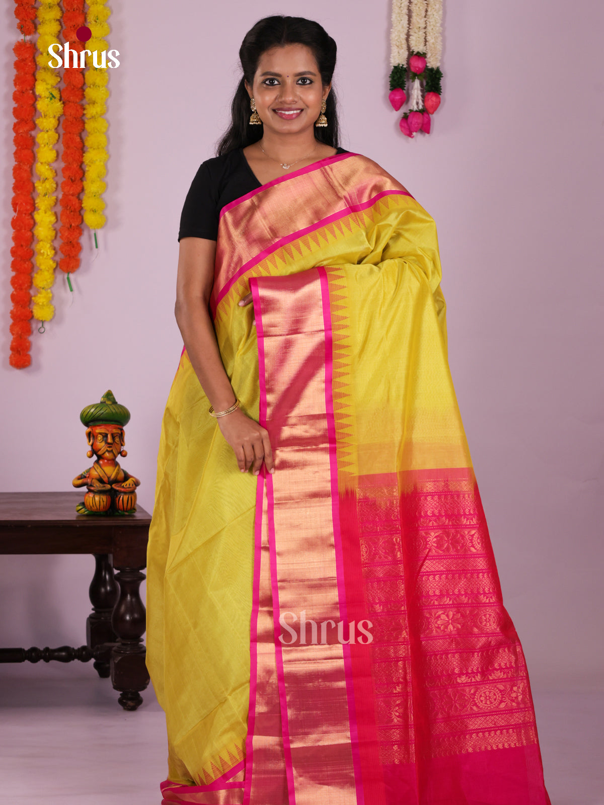 DLS04023 - Temple-border Saree - Shop on Shrus.com