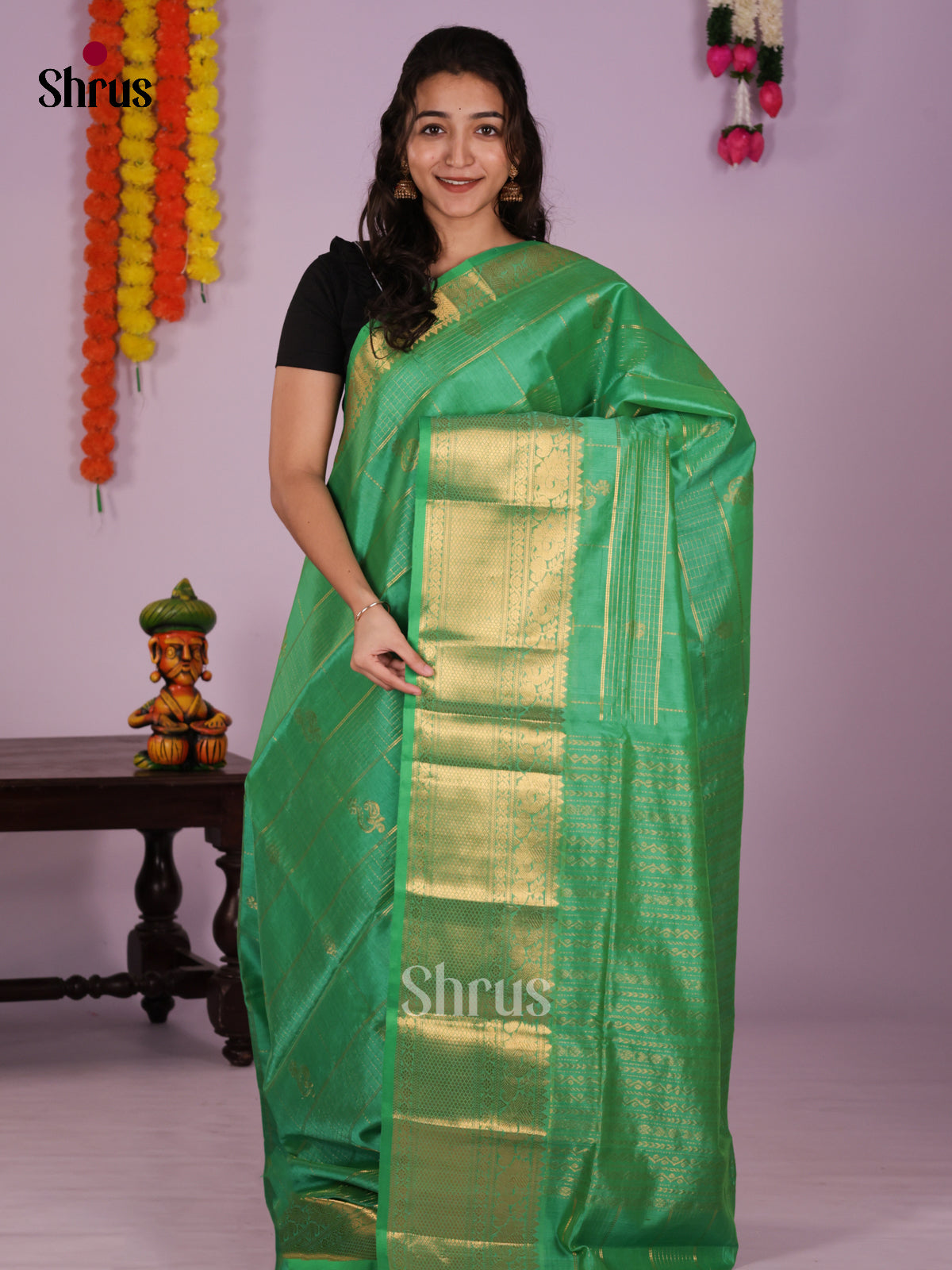 DLS04081 - NON KORVAI MEDIUM BORDER-Checks Saree