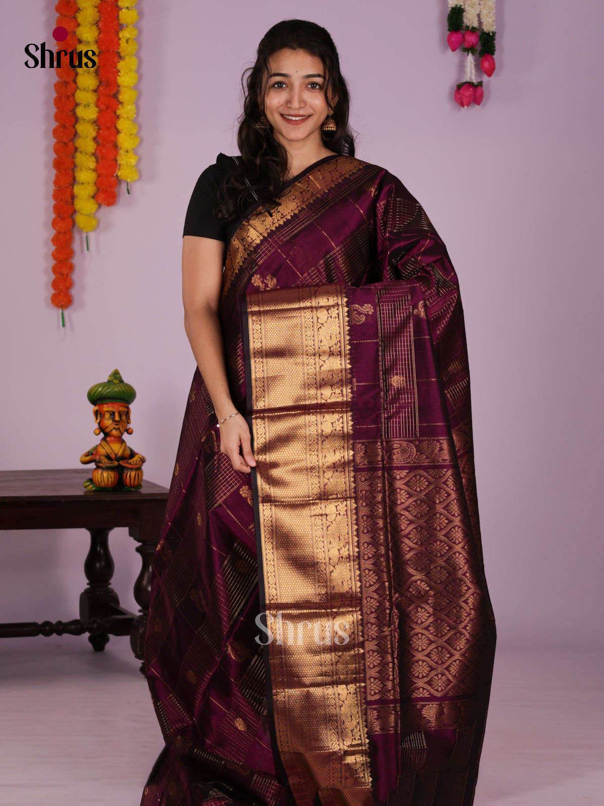 DLS04085 - NON KORVAI MEDIUM BORDER-Checks Saree