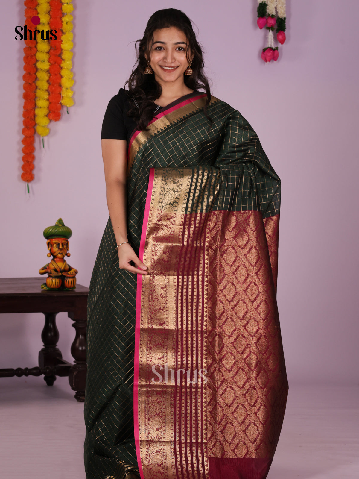 DLS04093 - Silkcotton-halfpure Saree
