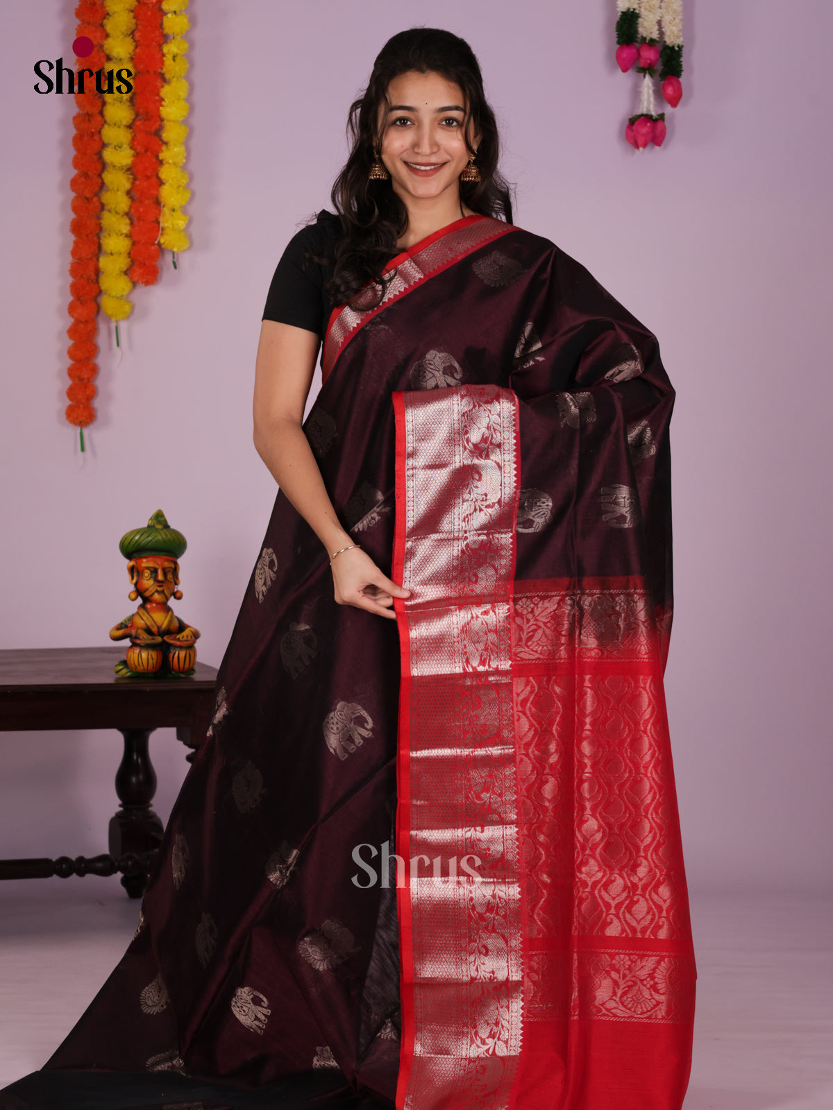 DLS04105 - NON KORVAI MEDIUM BORDER-Checks Saree