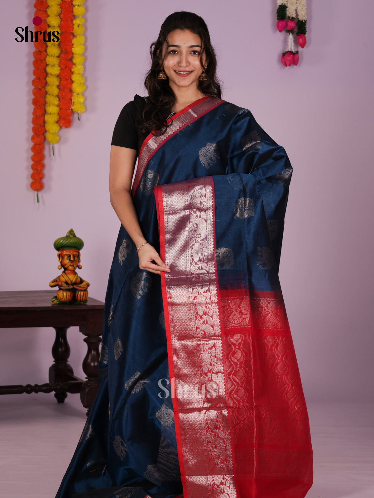 DLS04108 - NON KORVAI MEDIUM BORDER-Checks Saree