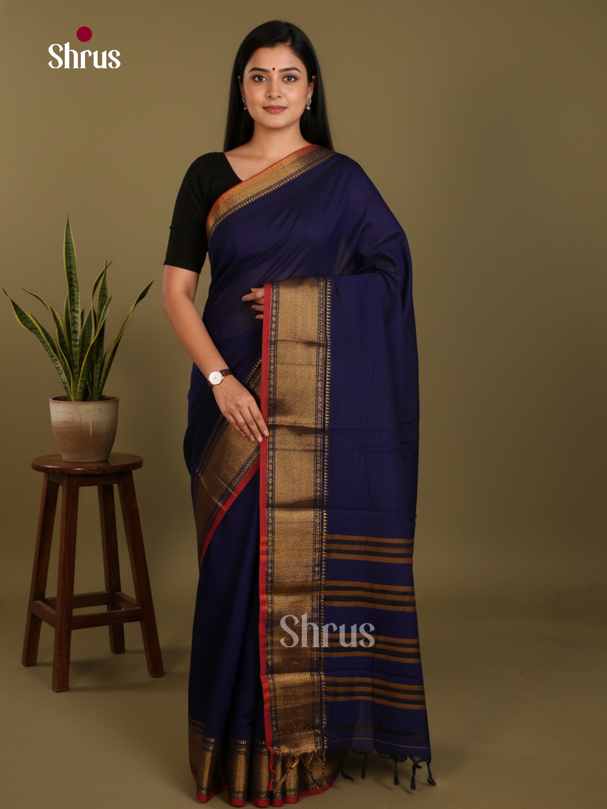 Blue & Red - Narayanpet Cotton Saree