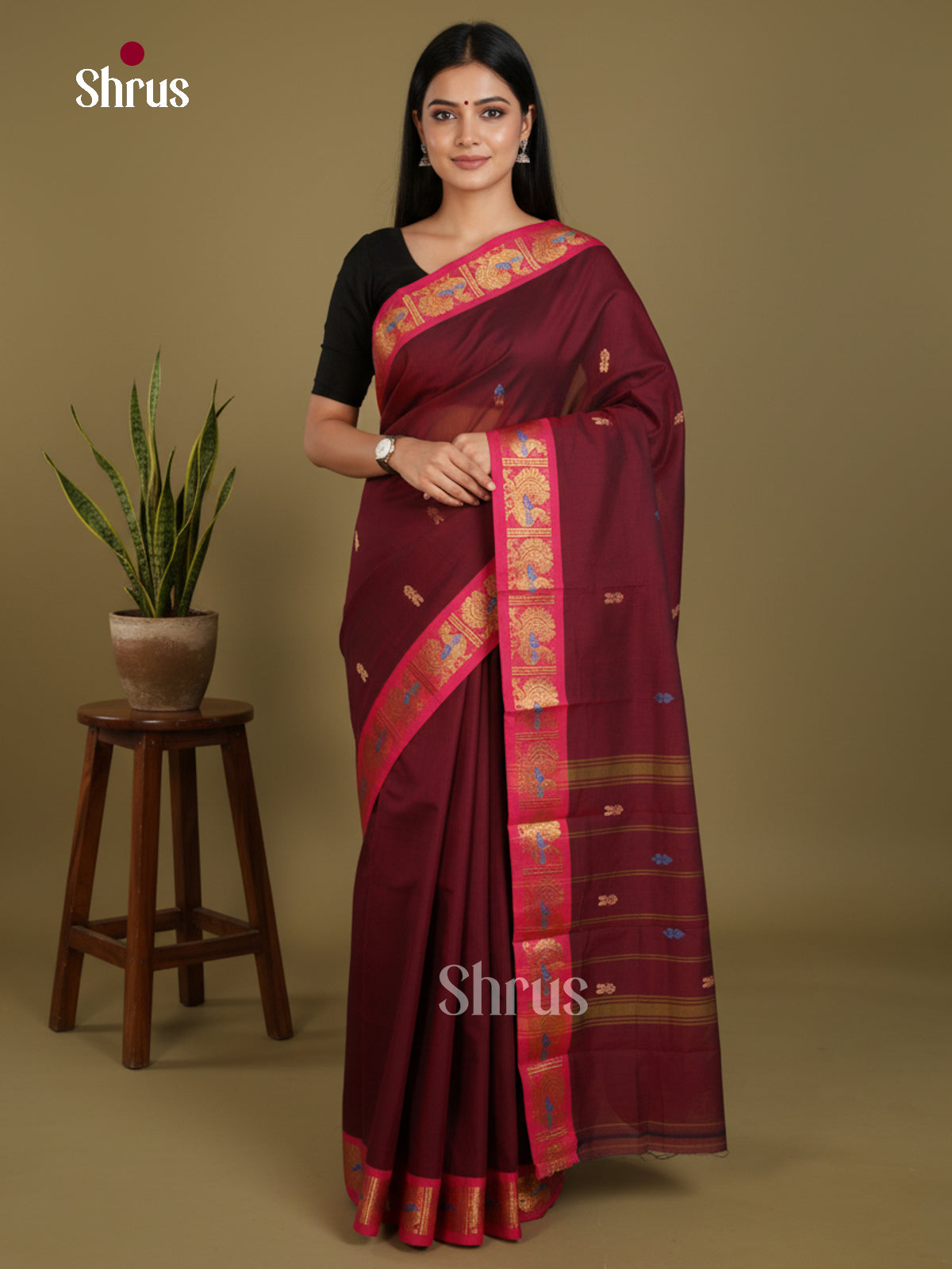 DLS06007 - Chettinad Mix Cotton-Without Blouse Saree