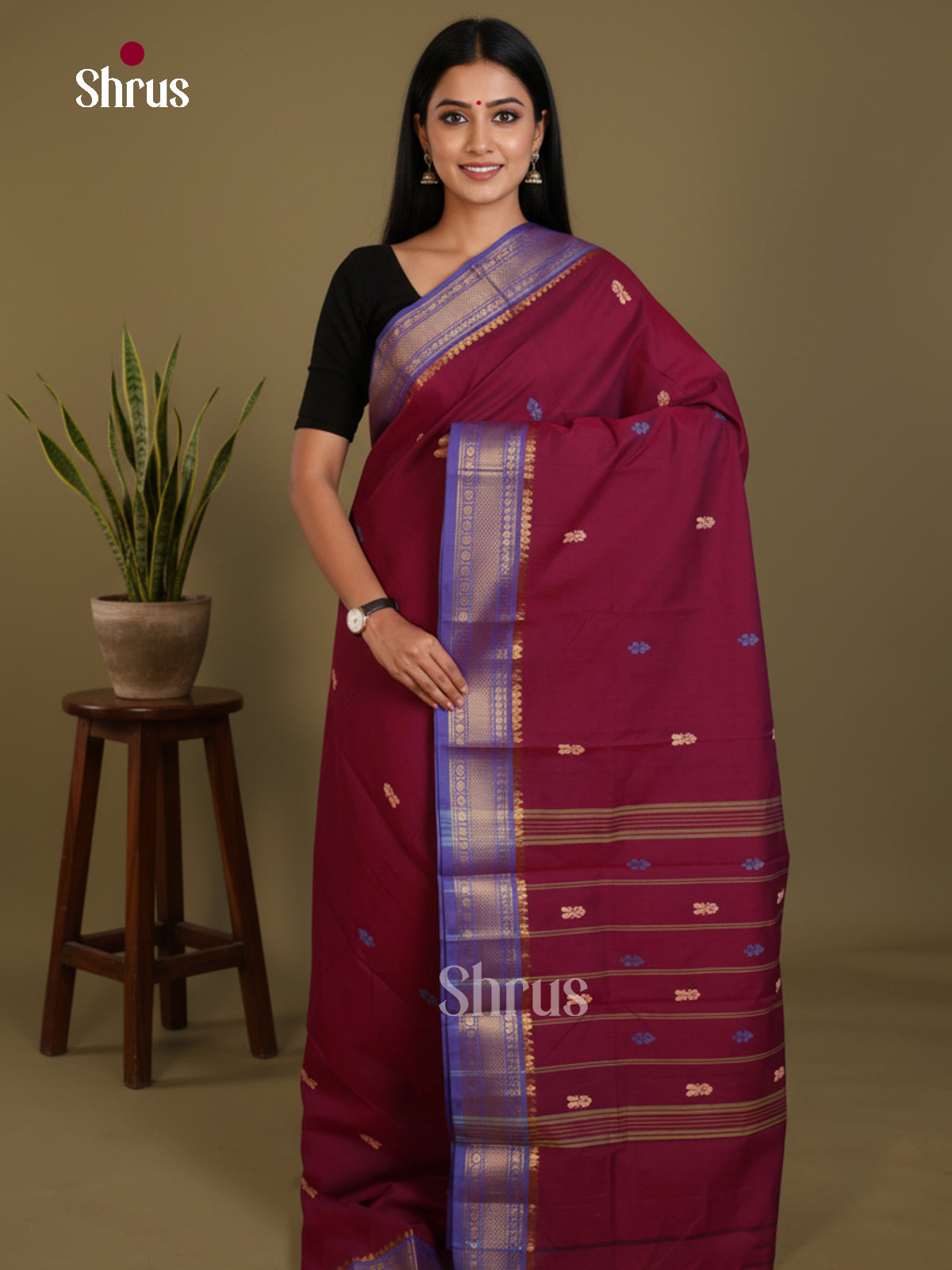DLS06012 - Chettinad Mix Cotton-Without Blouse Saree - Shop on Shrus.com