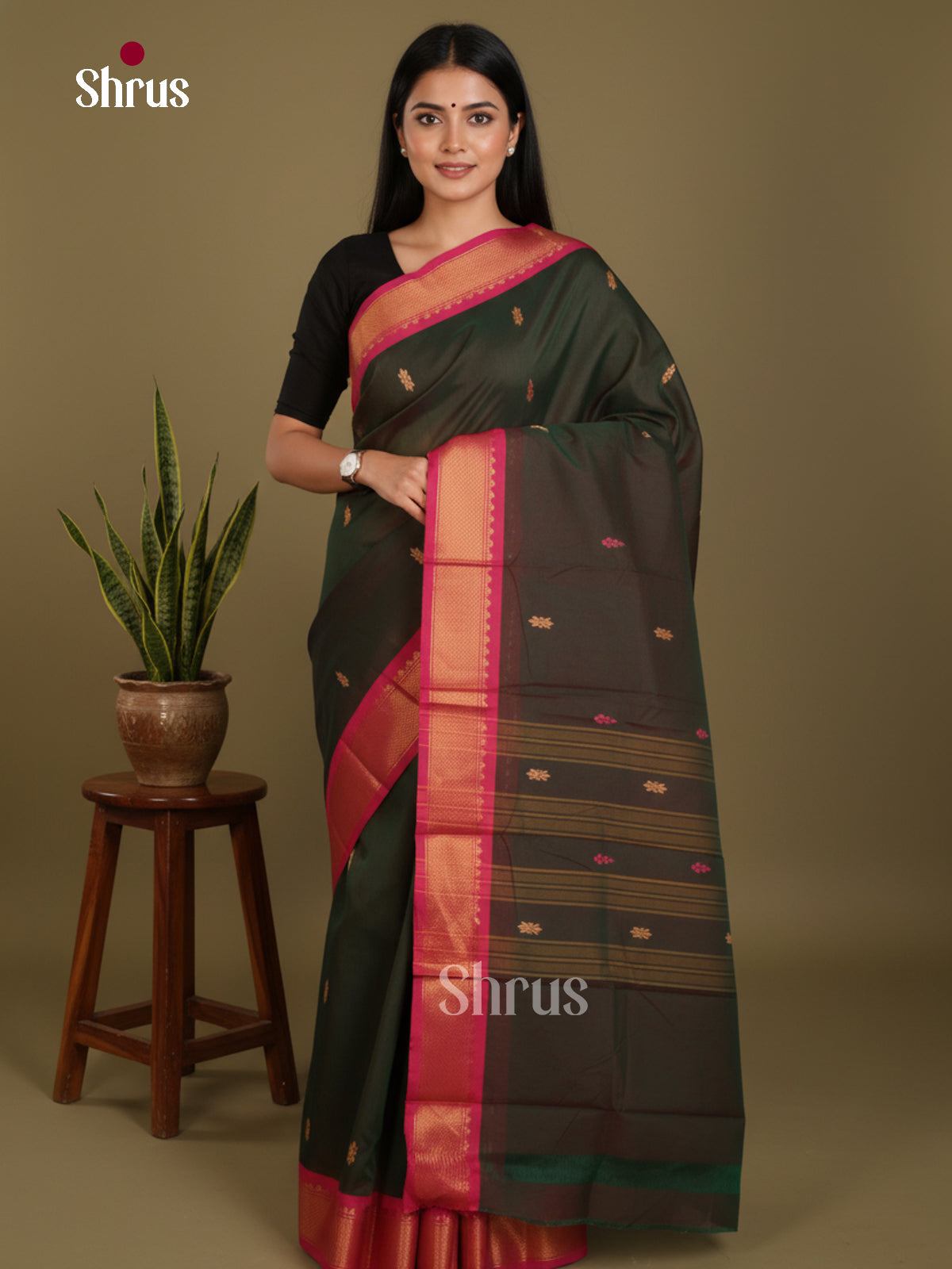 DLS06019 - Chettinad Mix Cotton-Without Blouse Saree - Shop on Shrus.com