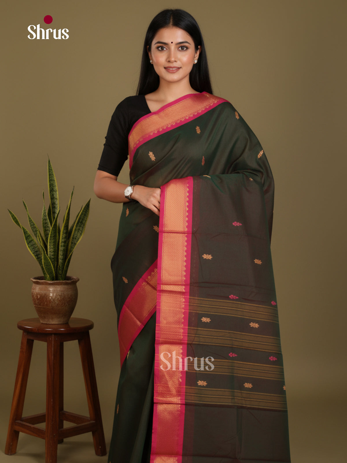 DLS06019 - Chettinad Mix Cotton-Without Blouse Saree - Shop on Shrus.com