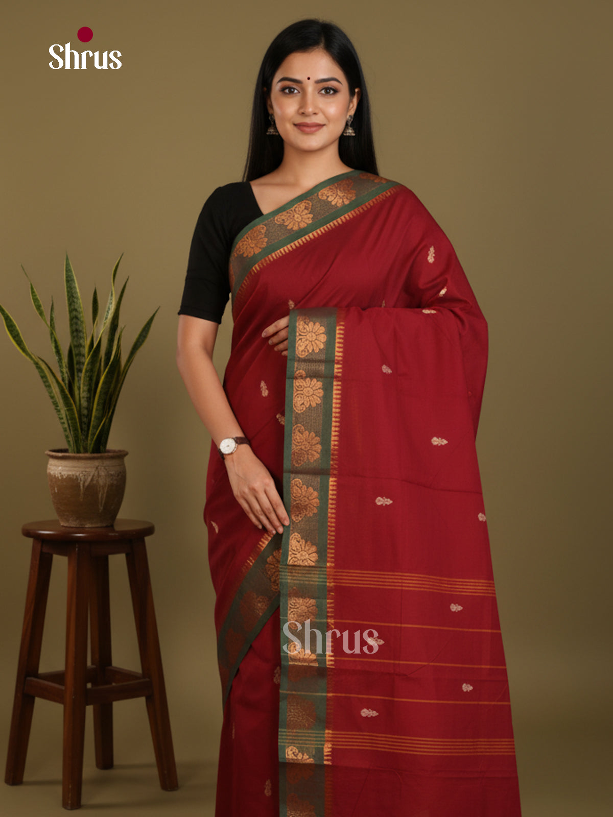DLS06020 - Chettinad Mix Cotton-Without Blouse Saree - Shop on Shrus.com