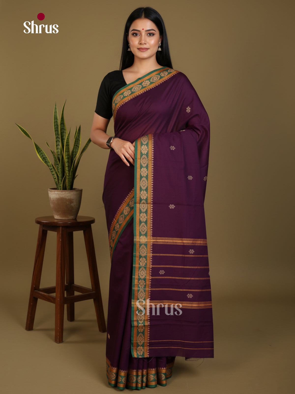 DLS06030 - Chettinad Mix Cotton-Without Blouse Saree - Shop on Shrus.com
