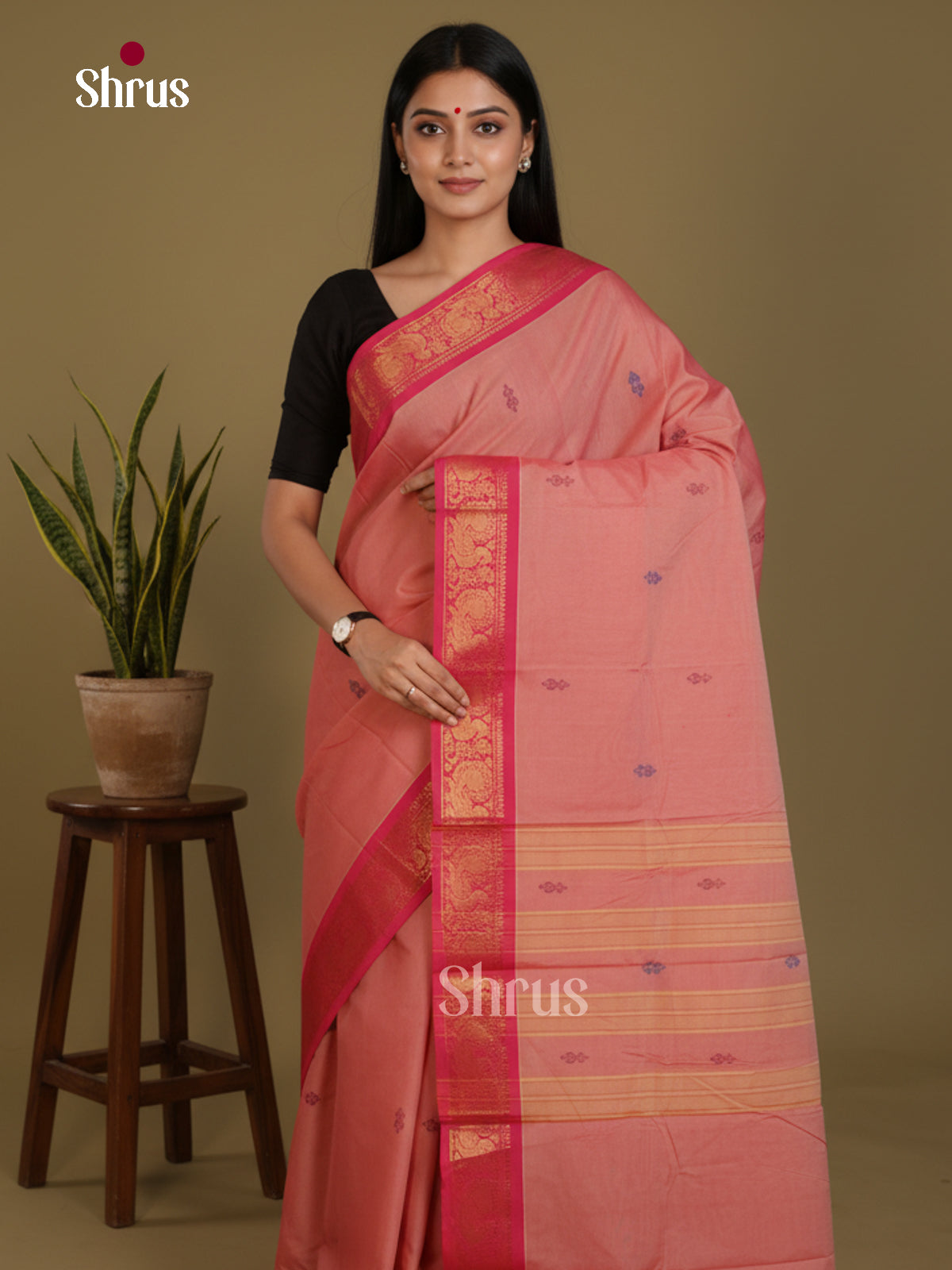 DLS06075 - Chettinad Mix Cotton-Without Blouse Saree - Shop on Shrus.com