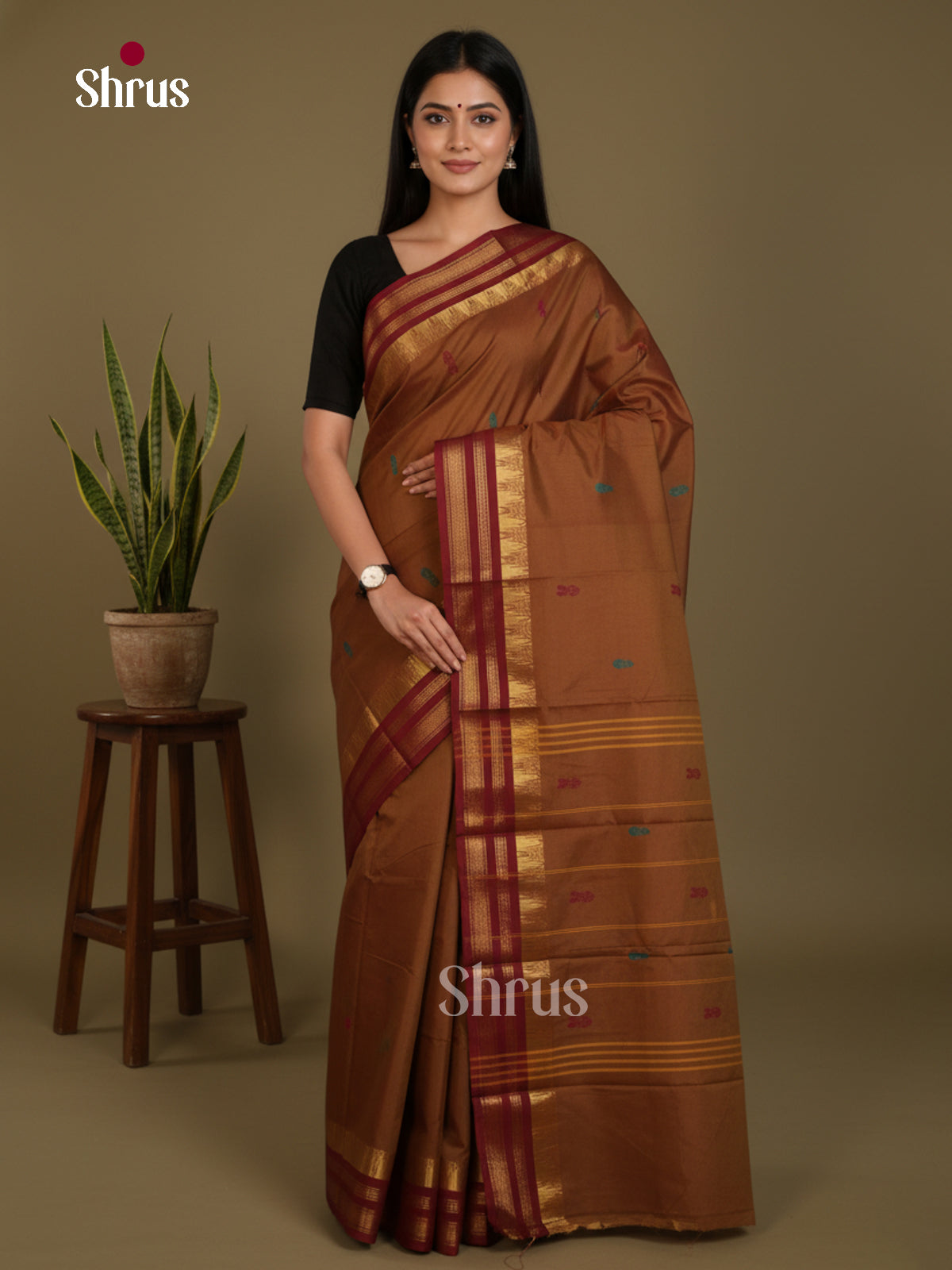 DLS06077 - Chettinad Mix Cotton-Without Blouse Saree - Shop on Shrus.com