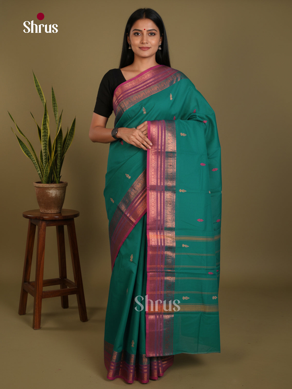 Green & Purple - Chettinad Mix Cotton-Without Blouse Saree -DLS06098 - Shop on Shrus.com