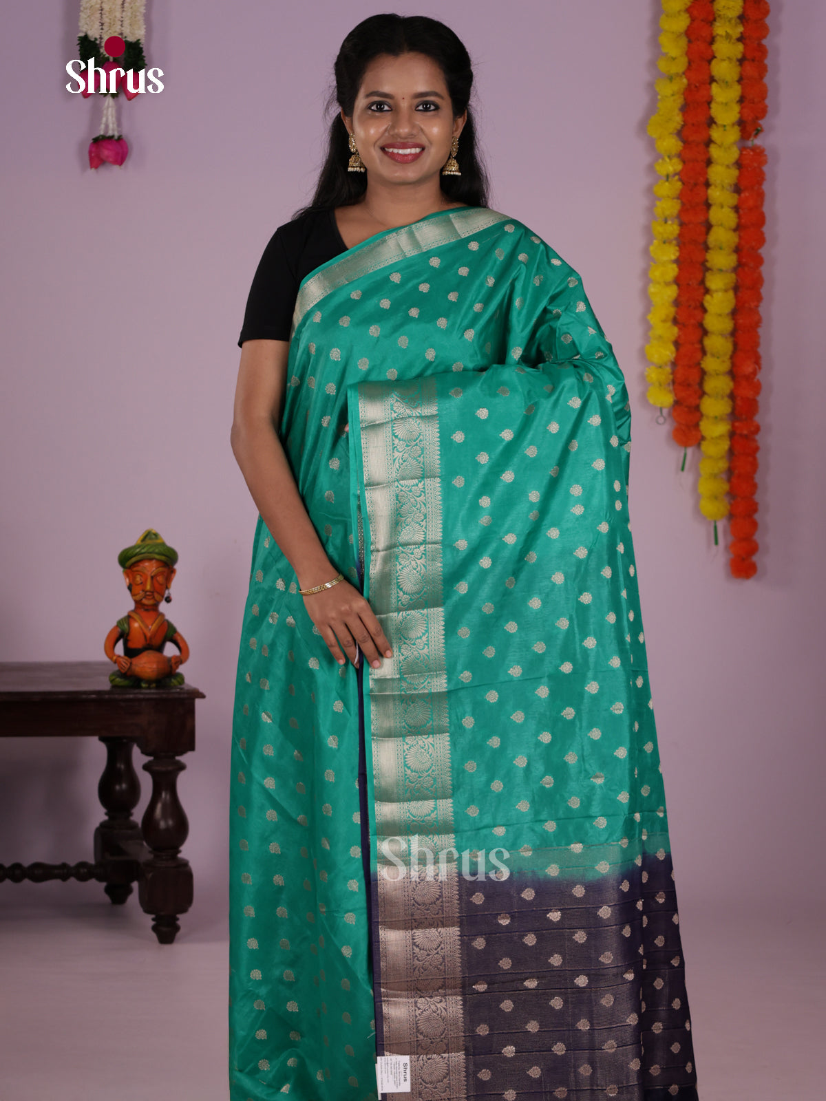 Green & Blue  - North Silk Cotton Saree-DLS06138
