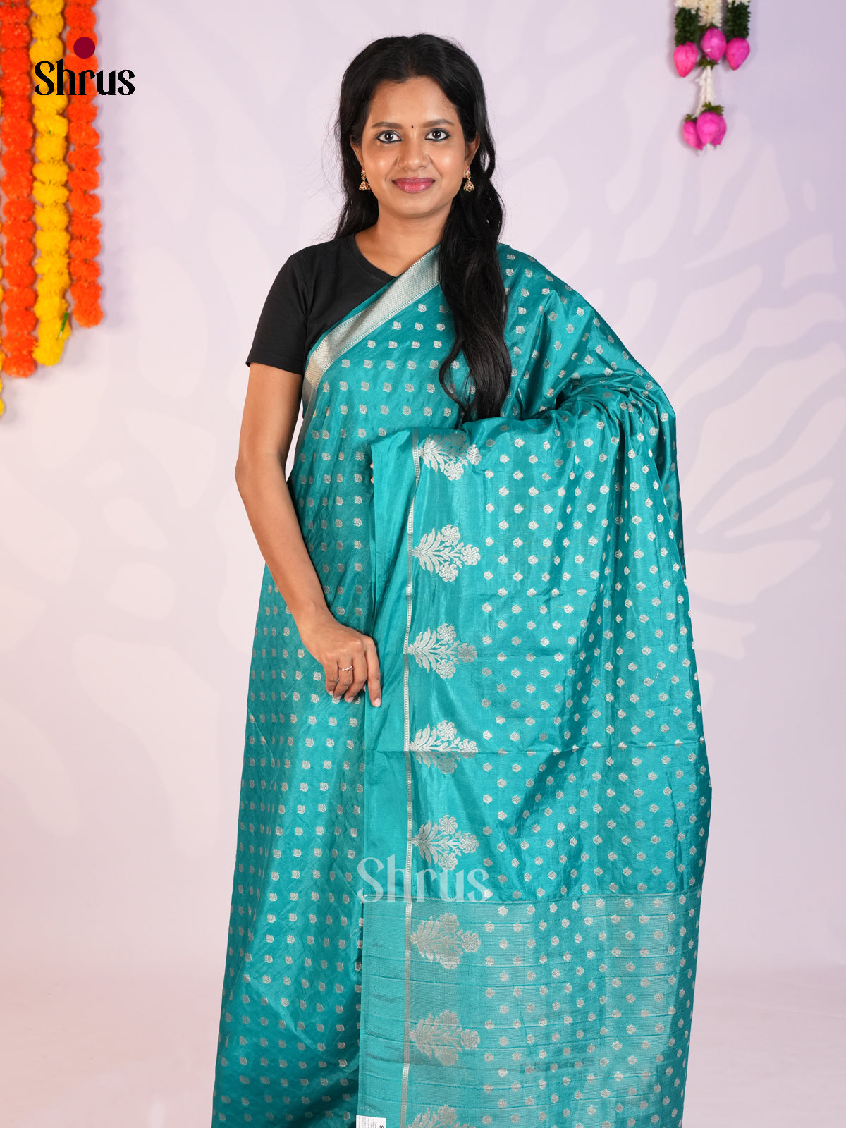 Teal- North Silk Cotton Saree -DLS06154