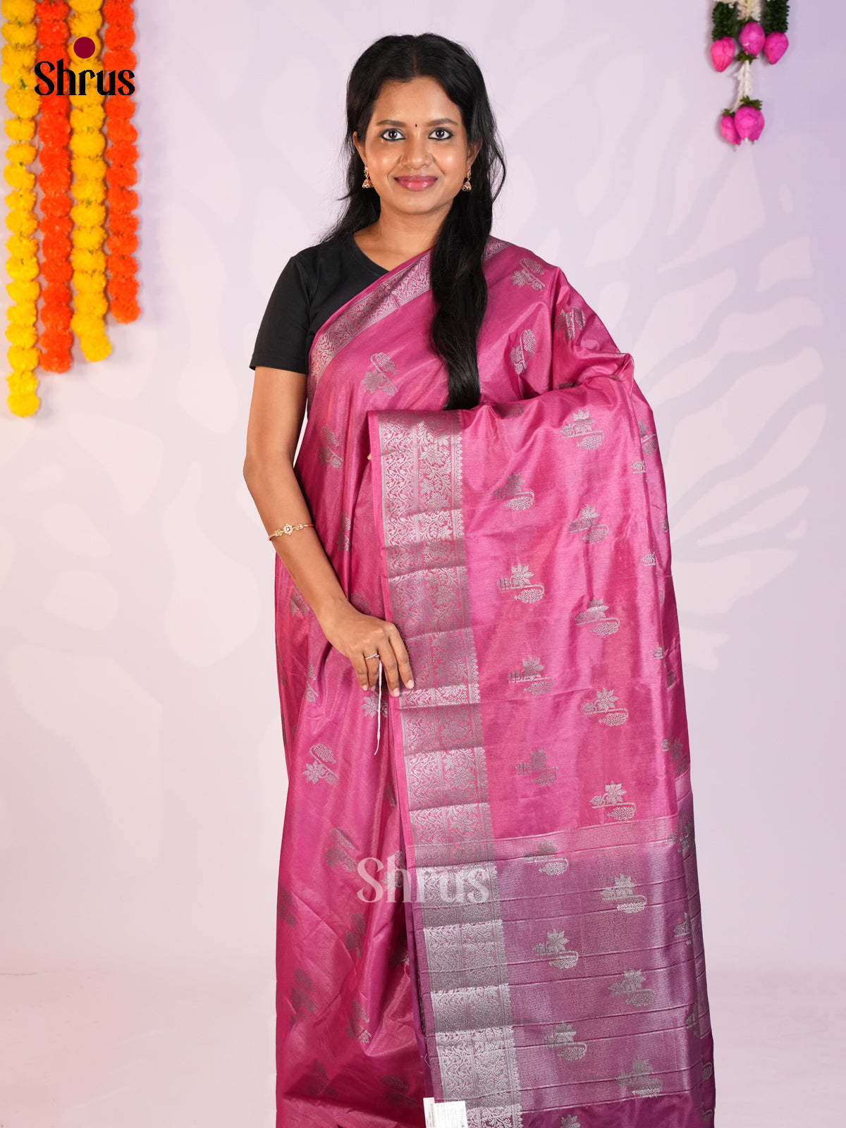 Pink & Wine - North Silk Cotton Saree -DLS06213