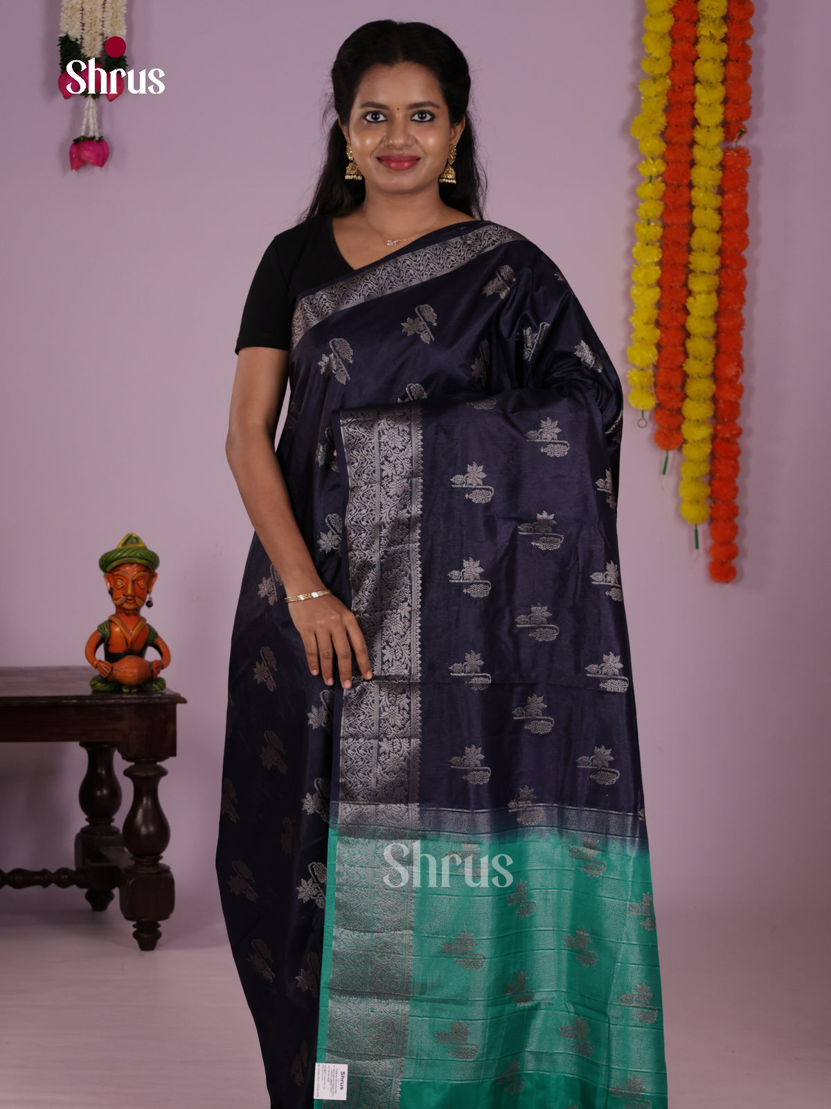 Blue & Green  - North Silk Cotton Saree- DLS06215 - Shop on Shrus.com