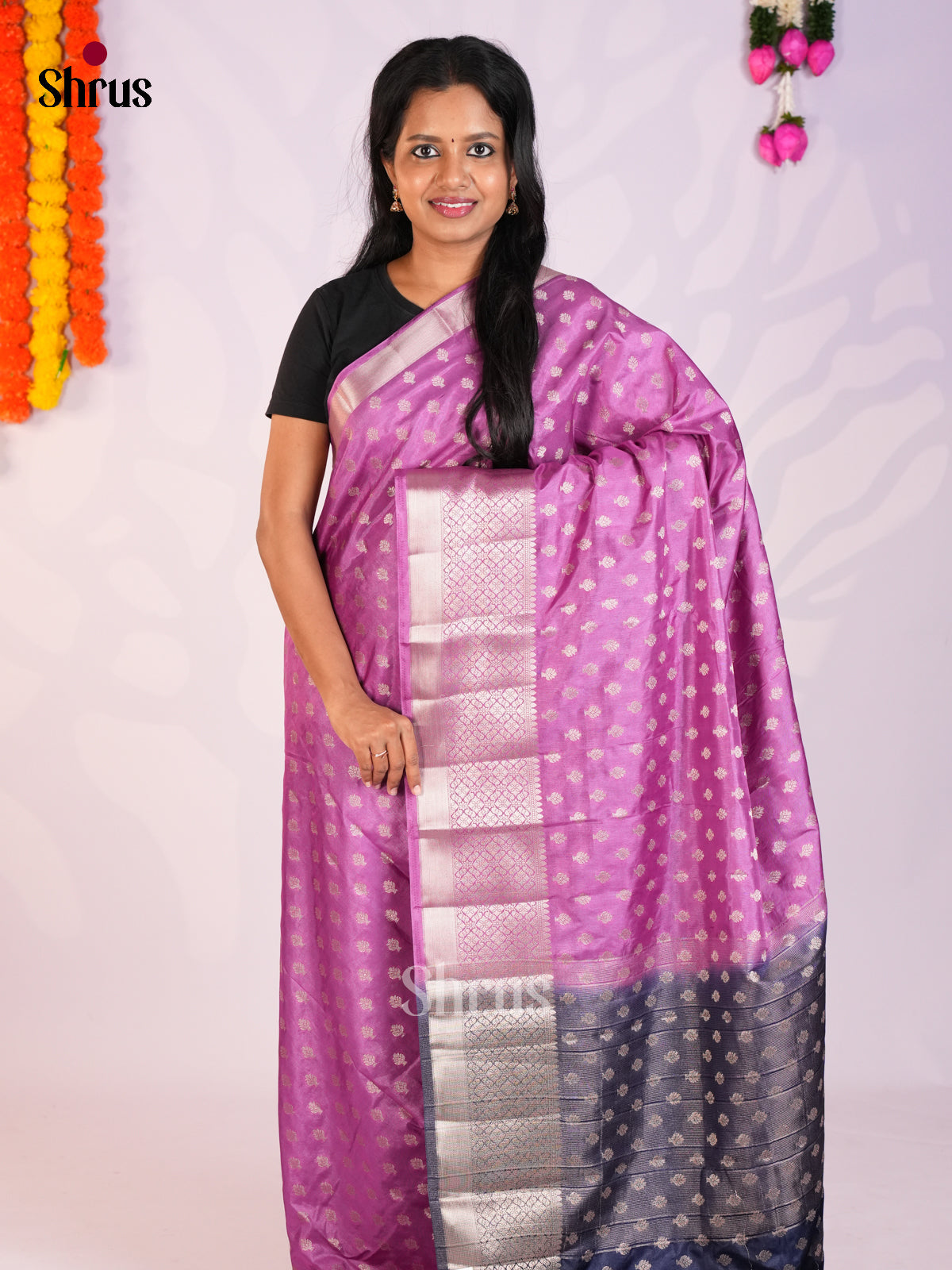 Purple & Blue - North Silk Cotton Saree -DLS06235