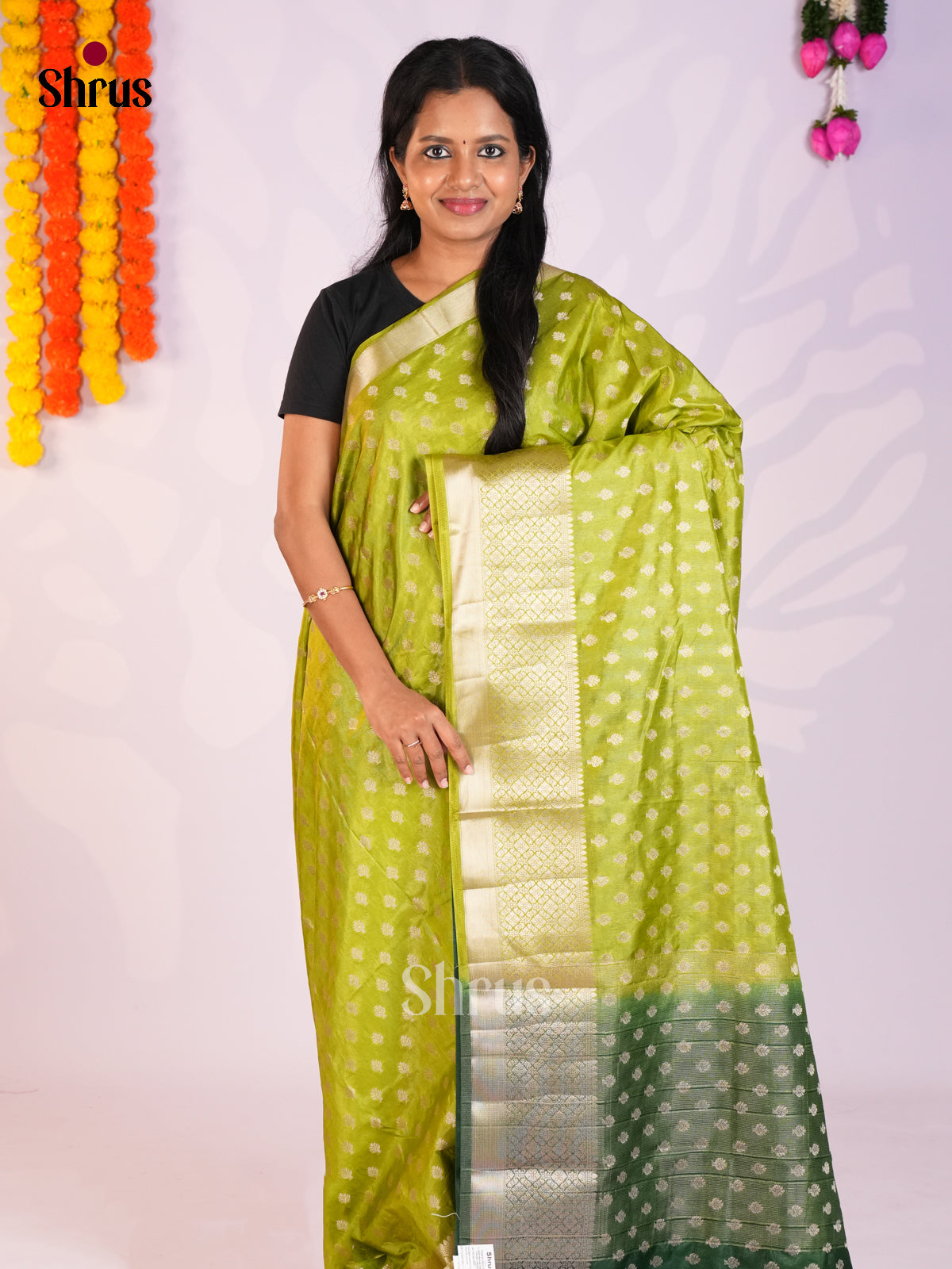 Light Green & Green - North Silk Cotton Saree -DLS06239