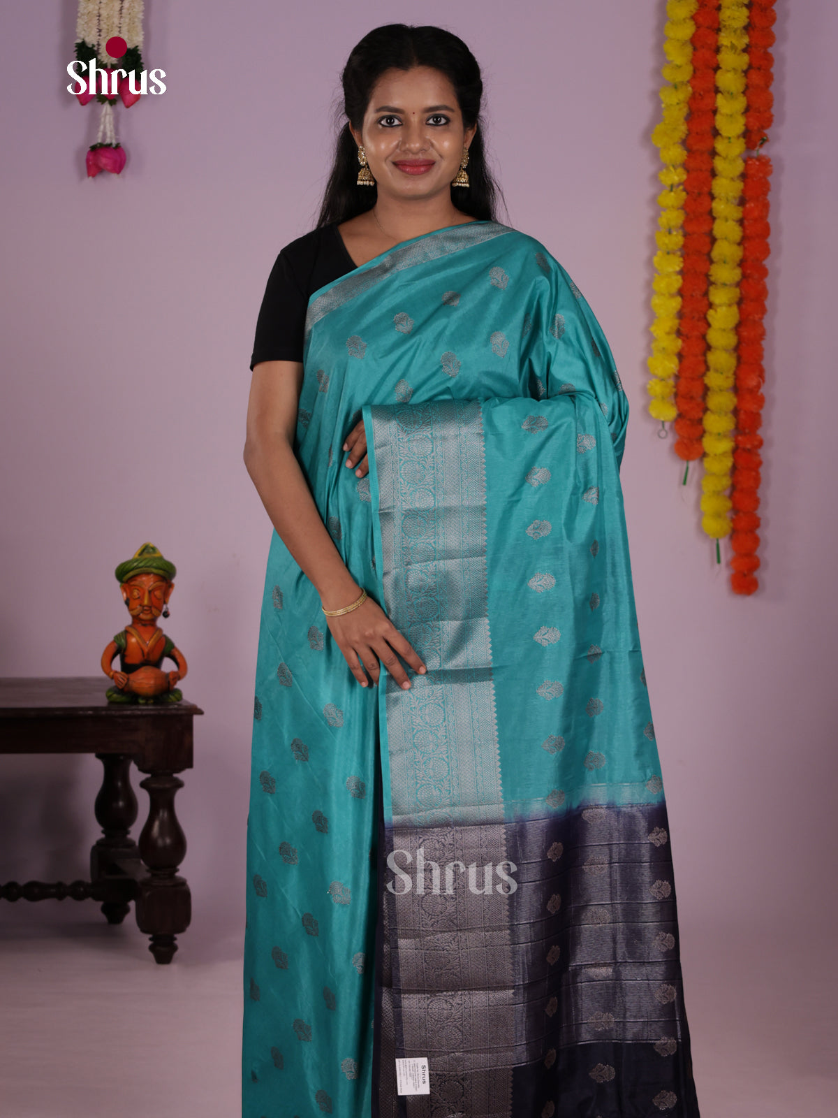 Teal & Blue - North Silk Cotton Saree - DLS06270