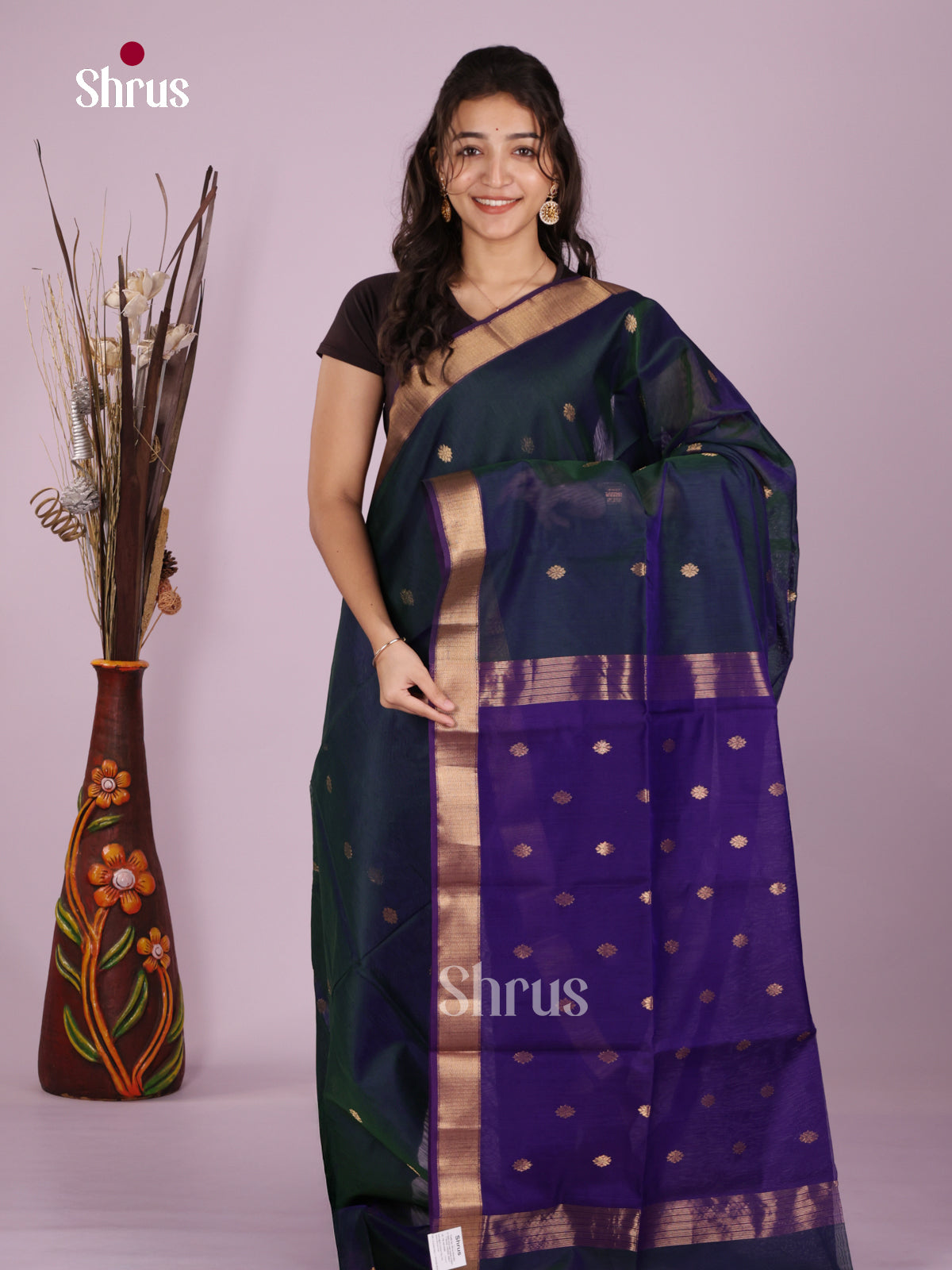 DLS06284 - Maheshwari silkcotton Saree - Shop on Shrus.com