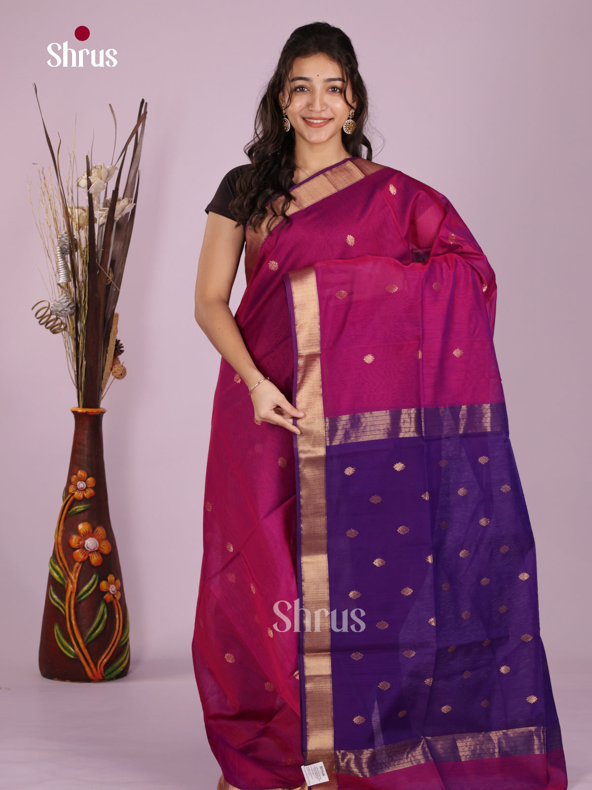 DLS06286 - Maheshwari silkcotton Saree - Shop on Shrus.com
