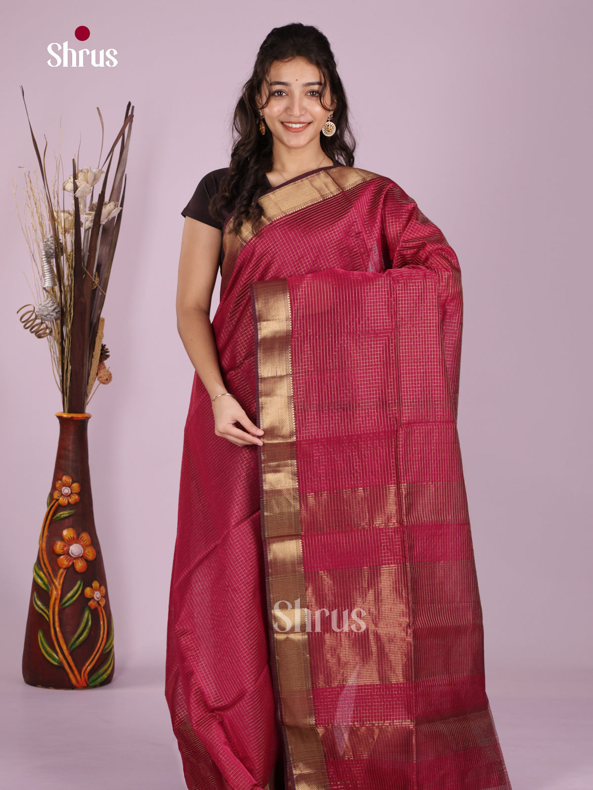 DLS06333 - Maheshwari silkcotton Saree - Shop on Shrus.com