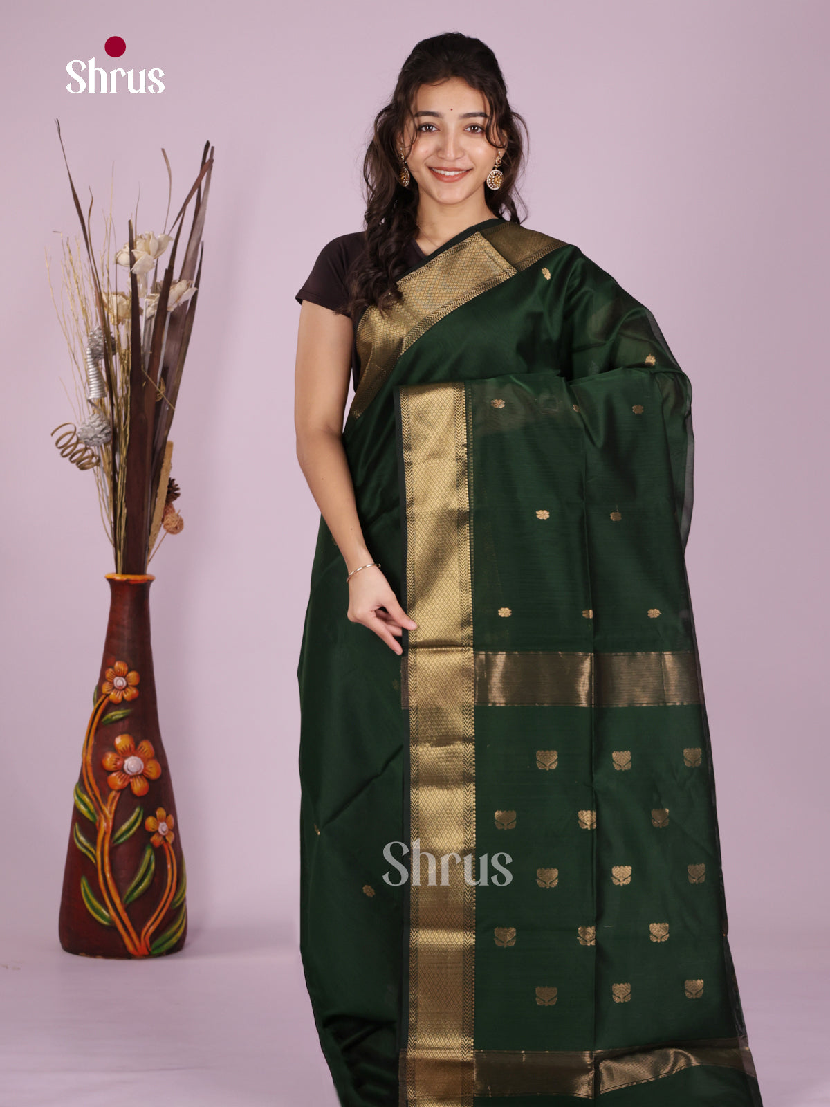 DLS06350 - Maheshwari silkcotton Saree - Shop on Shrus.com