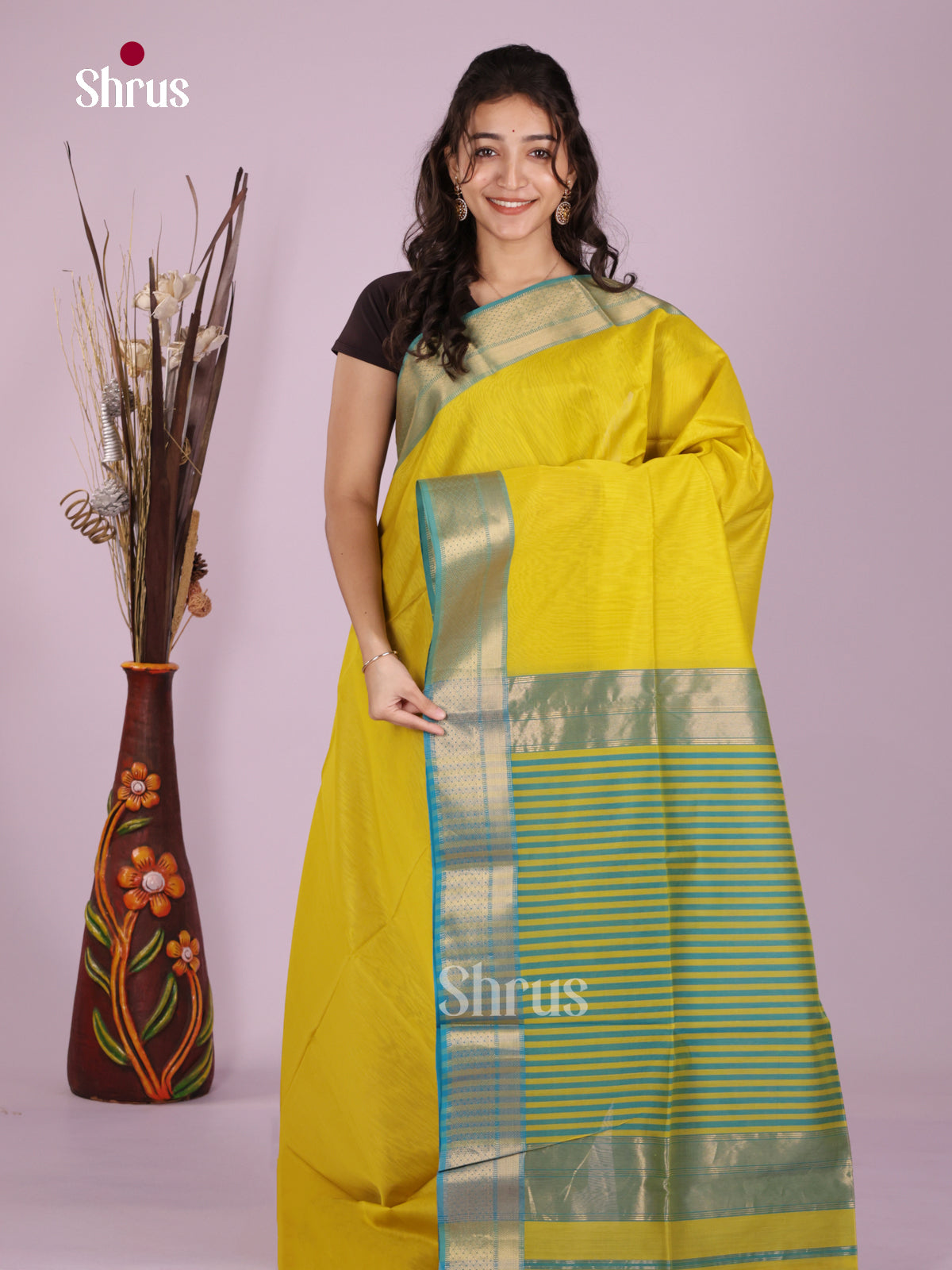 DLS06372 - Maheshwari silkcotton Saree - Shop on Shrus.com