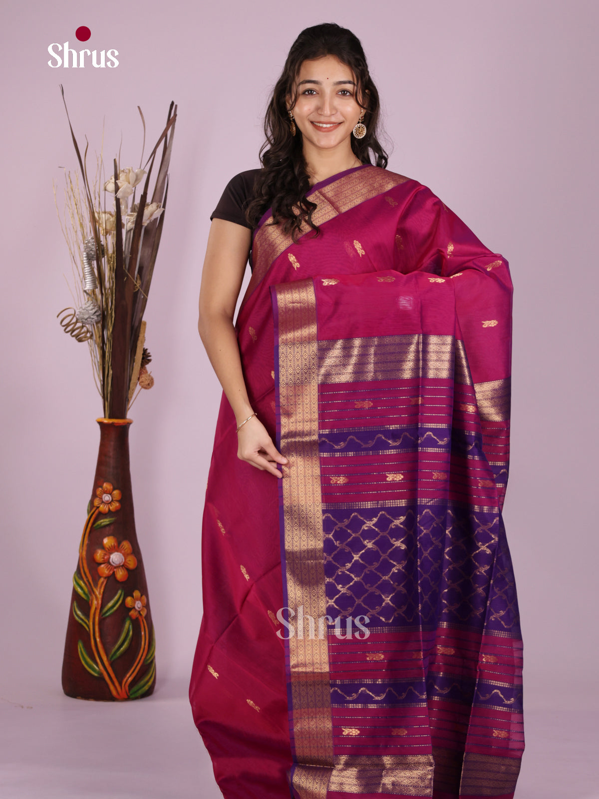 DLS06378 - Maheshwari silkcotton Saree - Shop on Shrus.com