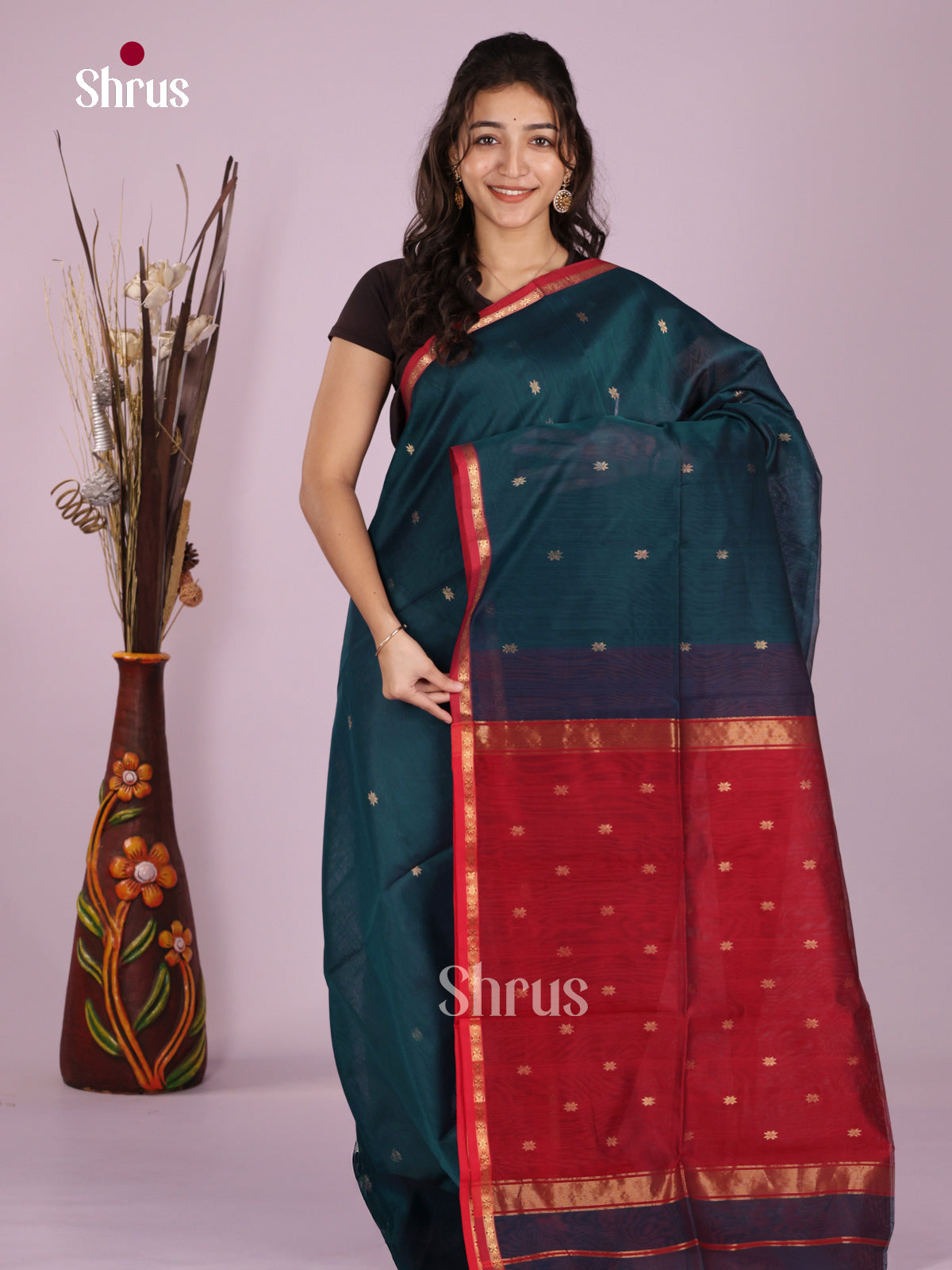 DLS06382 - Maheshwari silkcotton Saree - Shop on Shrus.com