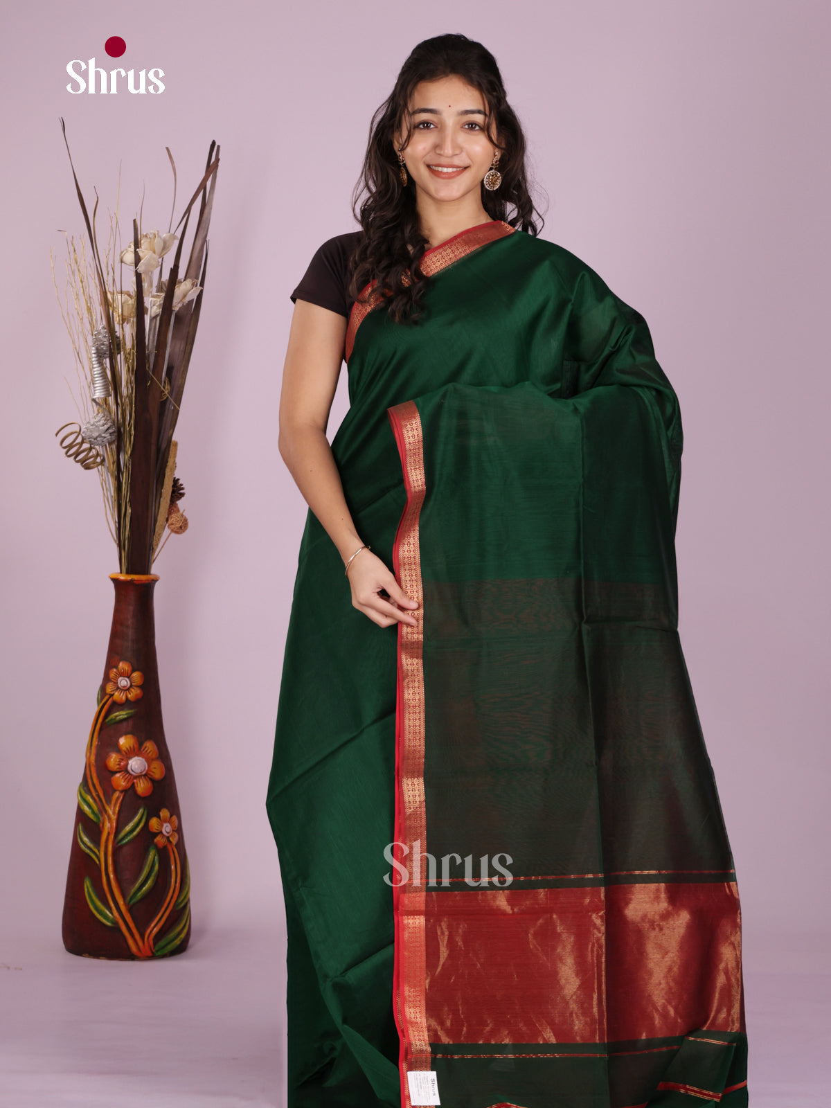 DLS06386 - Maheshwari silkcotton Saree - Shop on Shrus.com