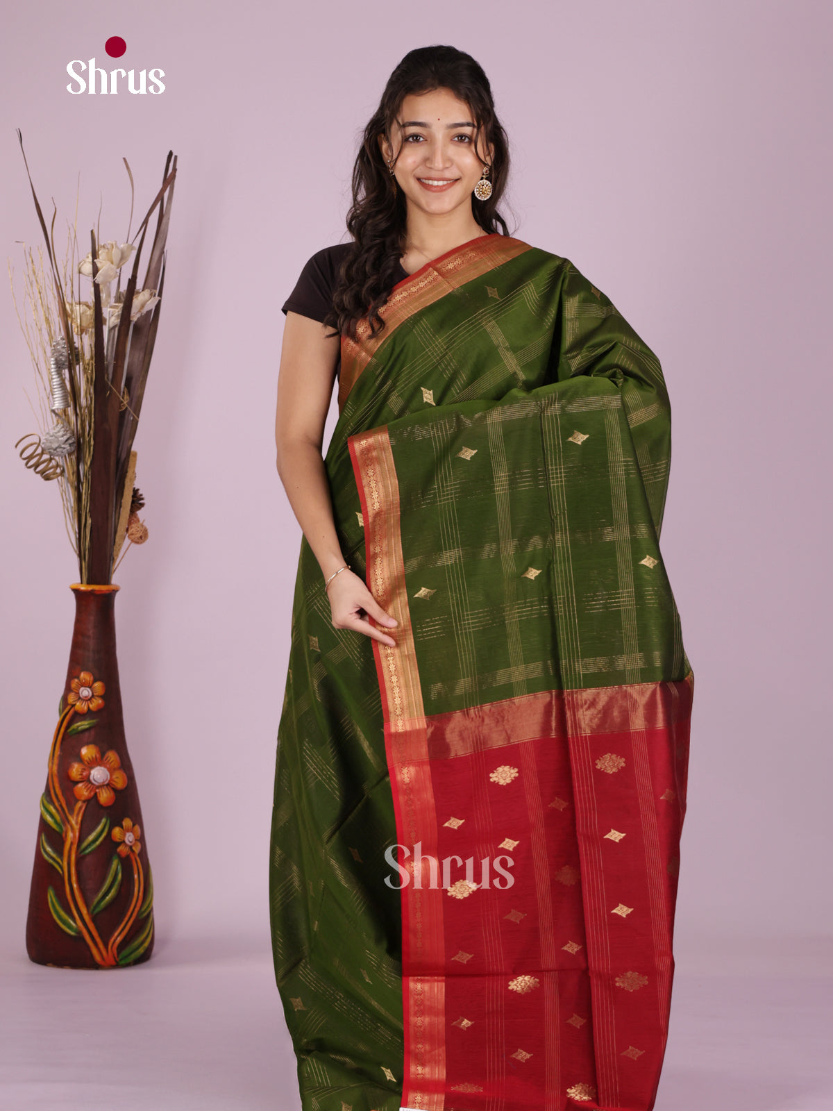 DLS06391 - Maheshwari silkcotton Saree - Shop on Shrus.com