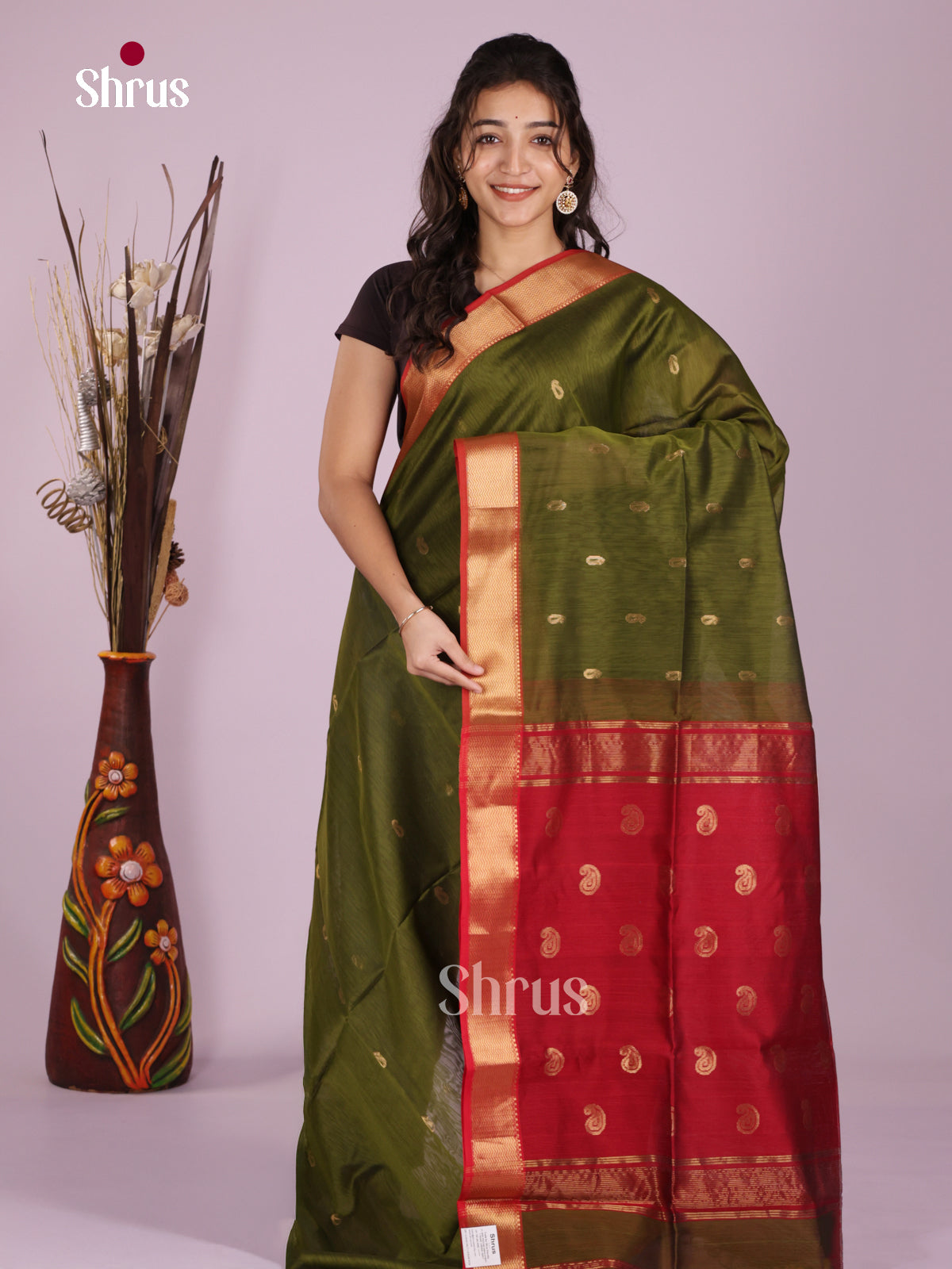 DLS06408 - Maheshwari silkcotton Saree - Shop on Shrus.com