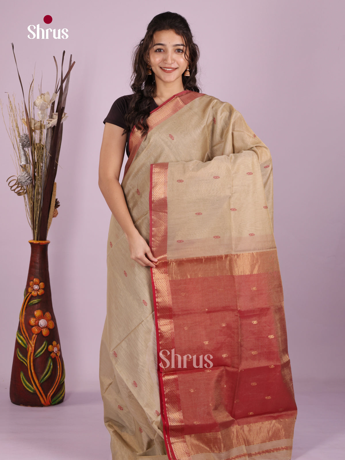DLS06417 - Maheshwari silkcotton Saree - Shop on Shrus.com