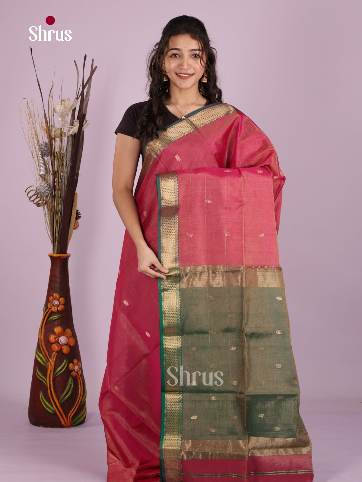 DLS06419 - Maheshwari silkcotton Saree - Shop on Shrus.com