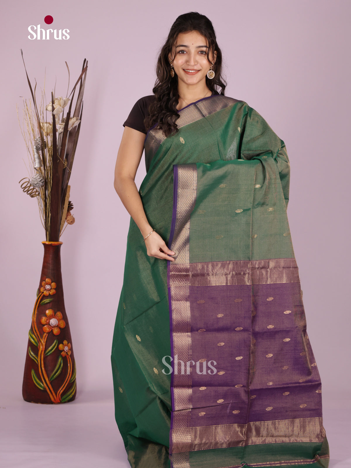 DLS06421 - Maheshwari silkcotton Saree - Shop on Shrus.com