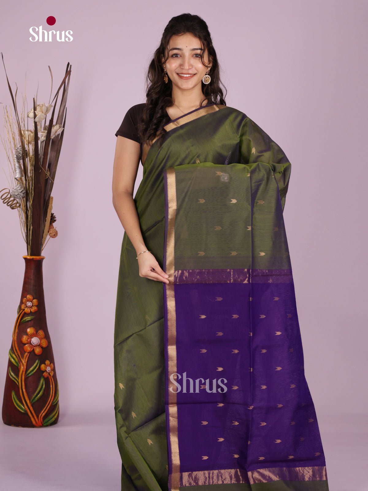 DLS06441 - Maheshwari silkcotton Saree - Shop on Shrus.com
