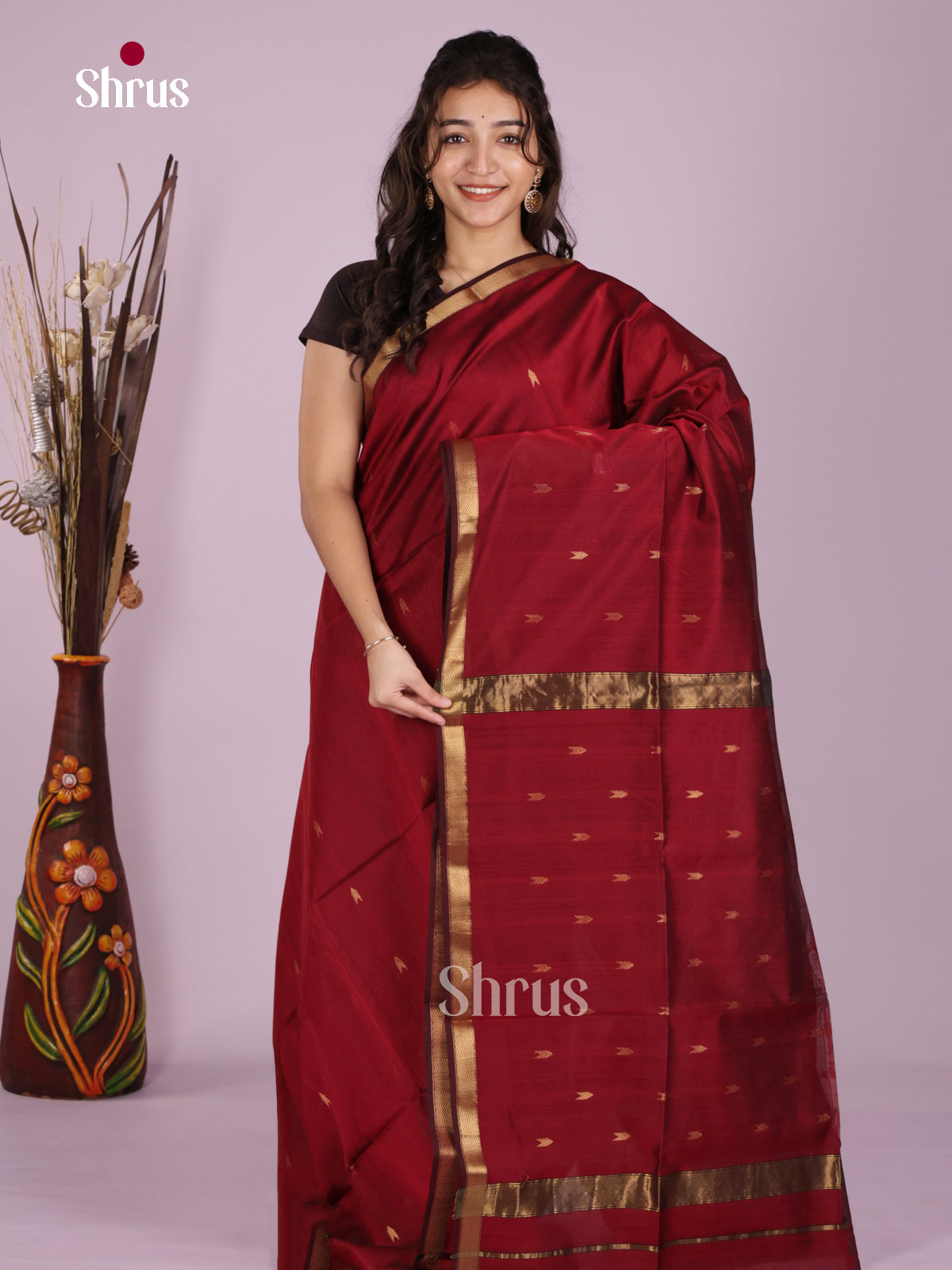DLS06443 - Maheshwari silkcotton Saree - Shop on Shrus.com