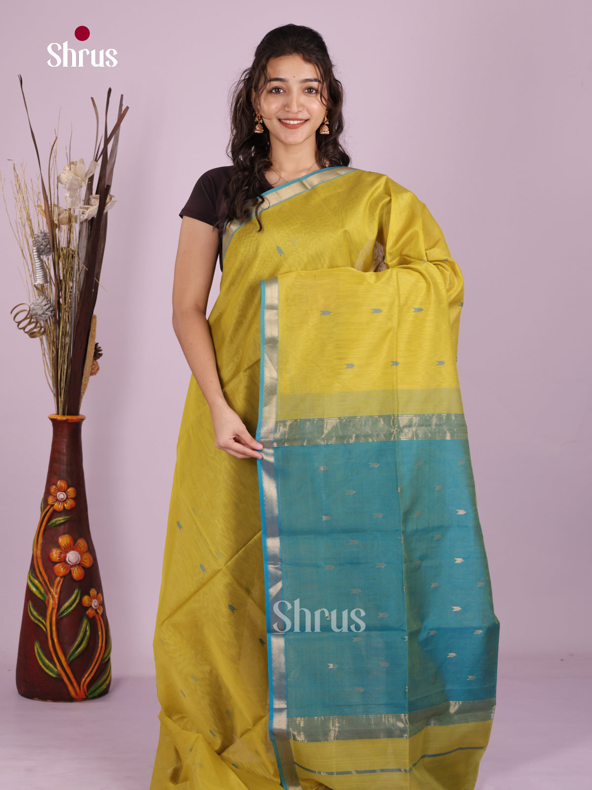 DLS06445 - Maheshwari silkcotton Saree - Shop on Shrus.com