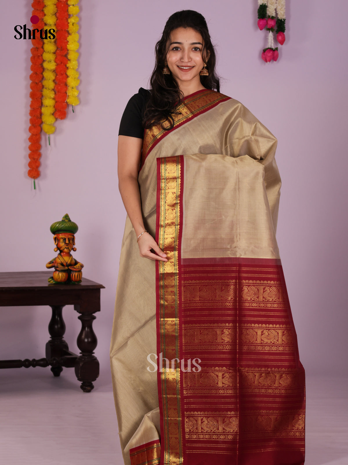 DLS06497 - Silk Cotton Saree - Shop on Shrus.com