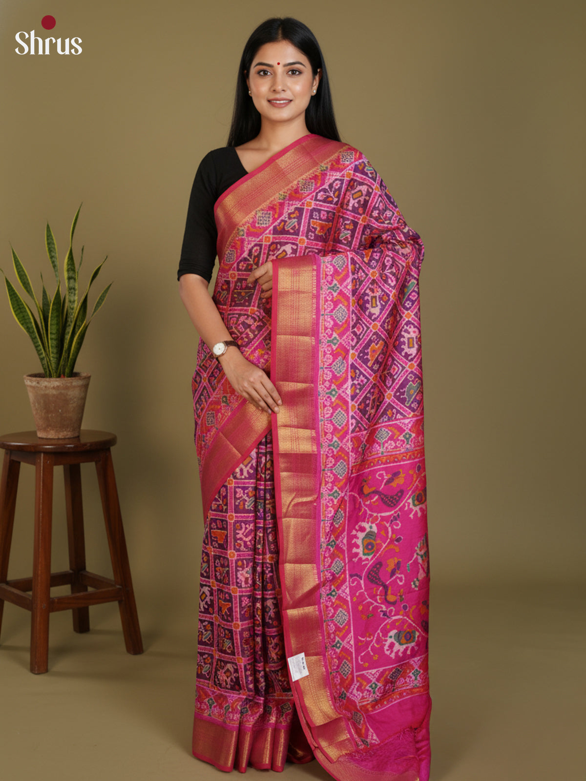 DLS08086 - Semi Patola Saree - Shop on Shrus.com
