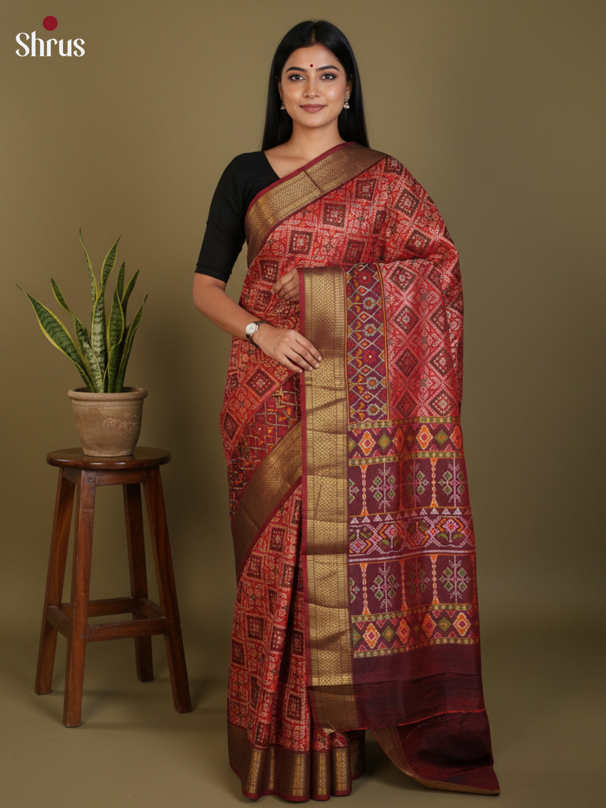 DLS08142 - Semi Patola Saree - Shop on Shrus.com