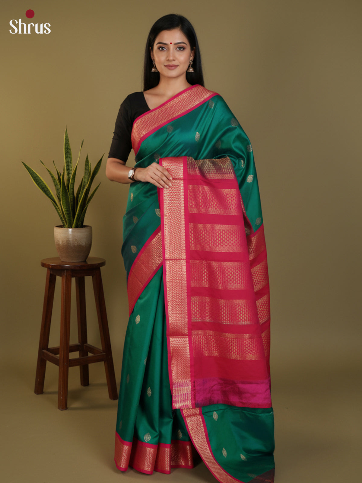 DLS09065 - Semi Kanchipuram Saree - Shop on Shrus.com
