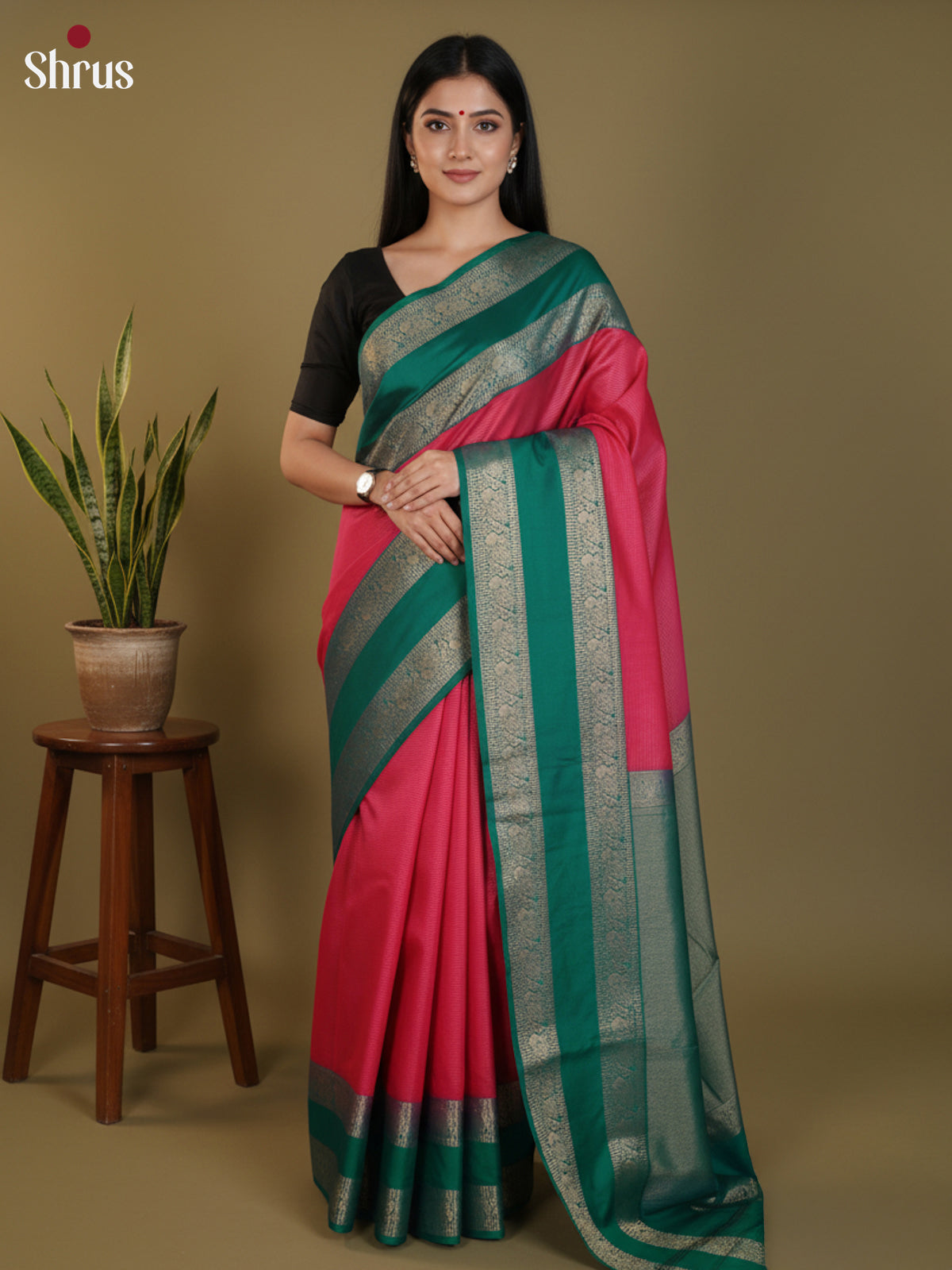 DLS09067 - Semi Kanchipuram Saree - Shop on Shrus.com