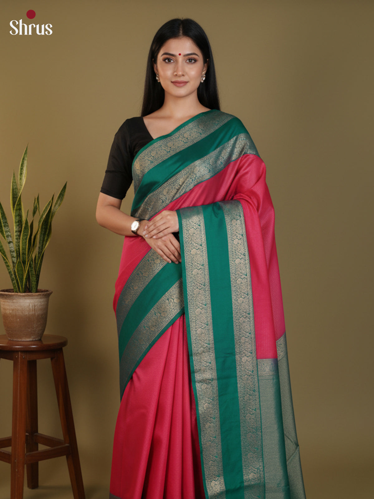DLS09067 - Semi Kanchipuram Saree - Shop on Shrus.com