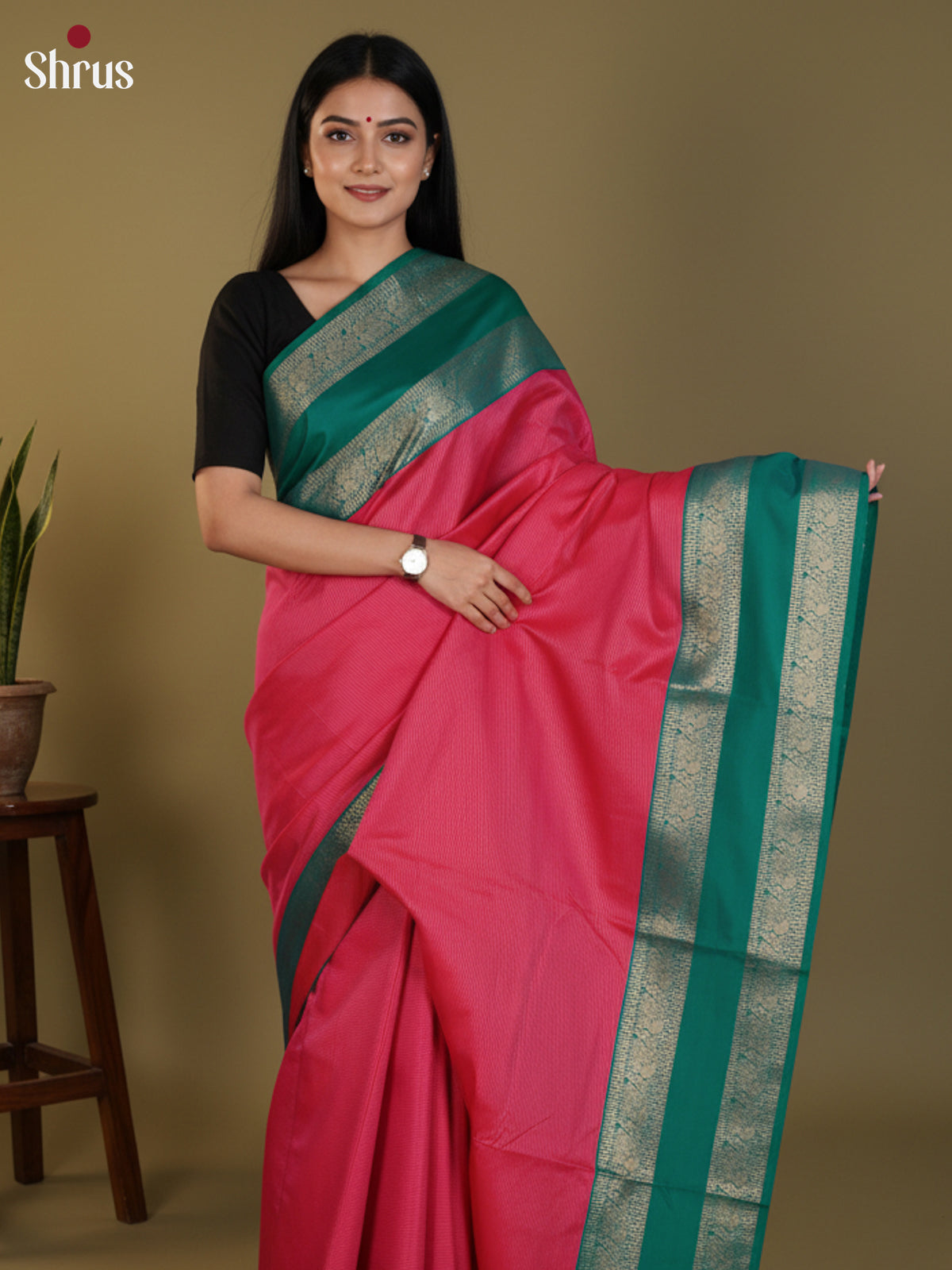 DLS09067 - Semi Kanchipuram Saree - Shop on Shrus.com