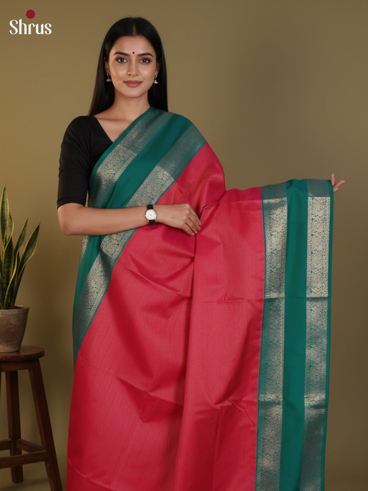 DLS09070 - Semi Kanchipuram Saree - Shop on Shrus.com
