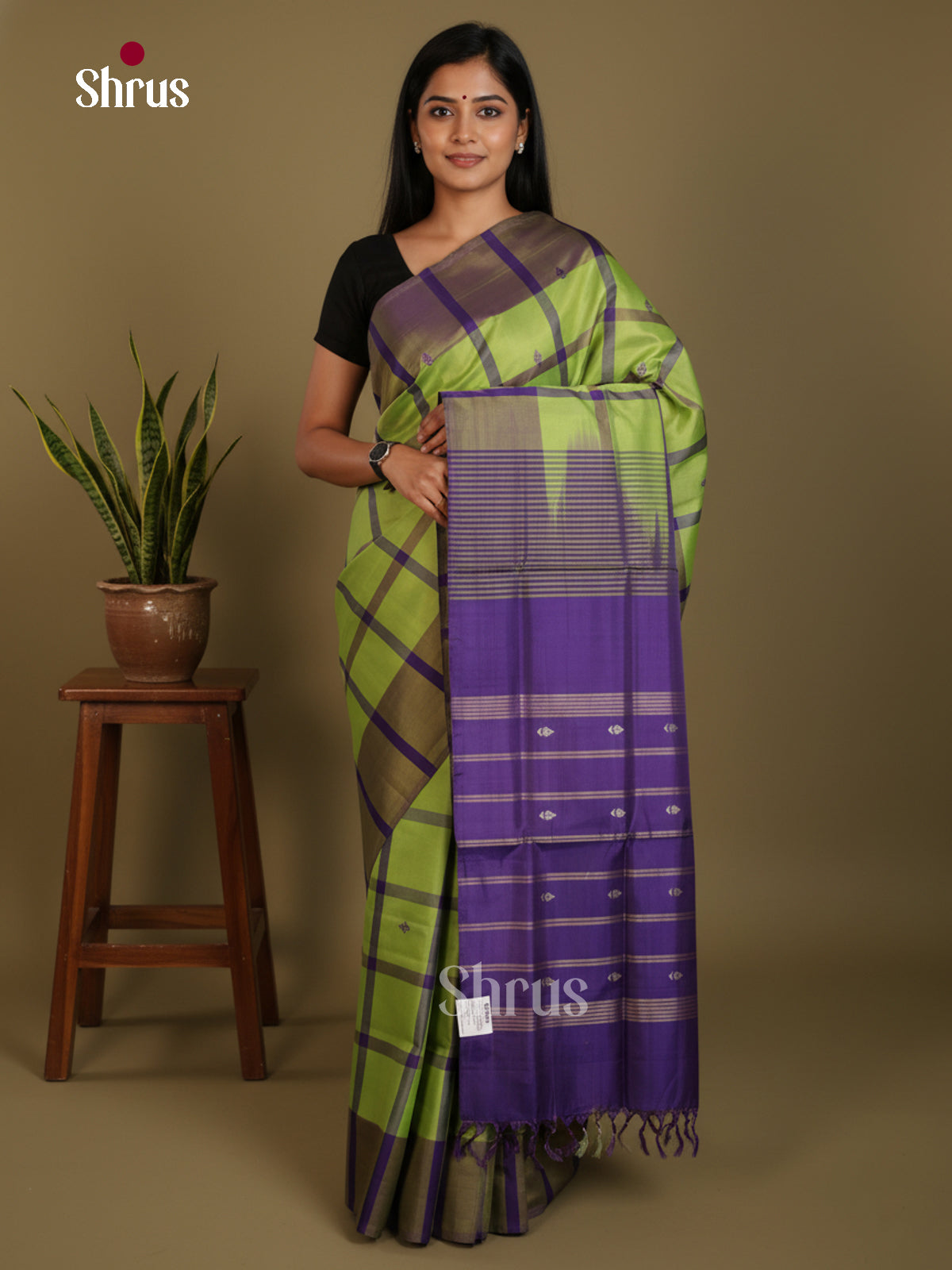 Green & Blue - Banana Pith without blouse Saree - Shop on Shrus.com