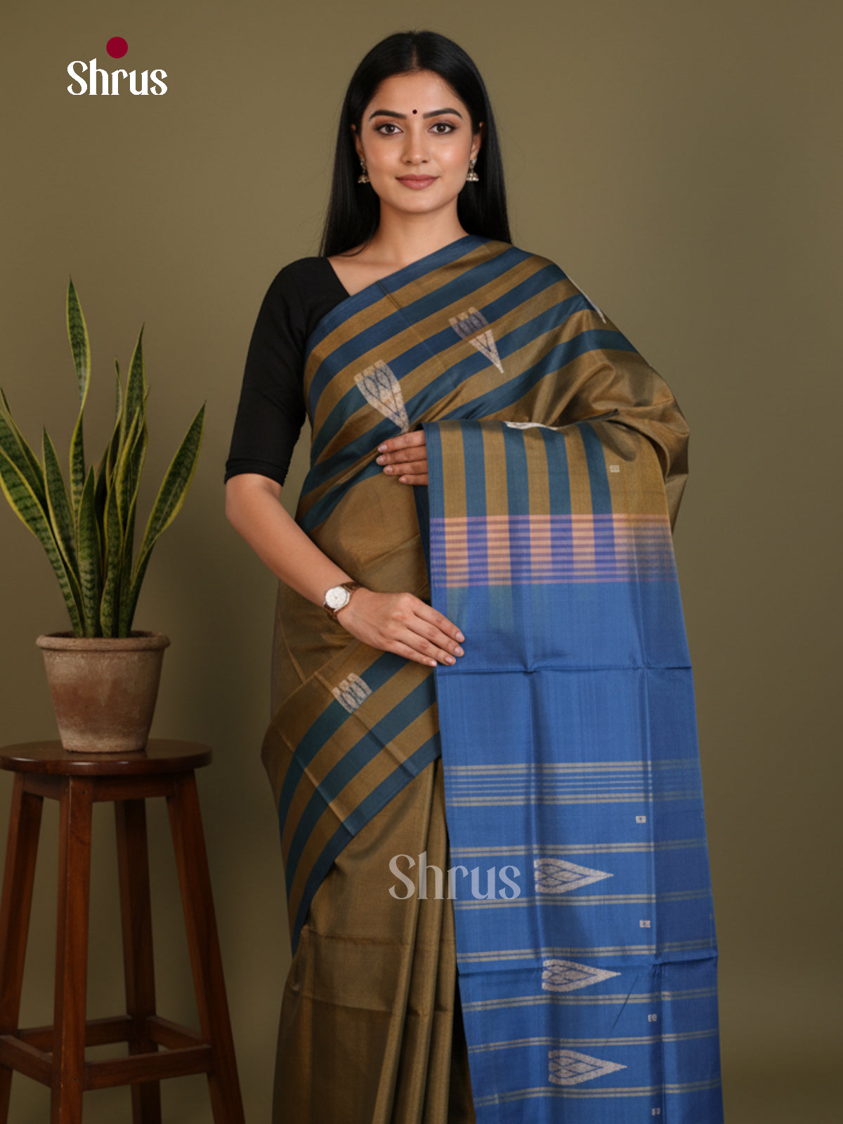 Chutney Green & Blue - Banana Pith without blouse Saree